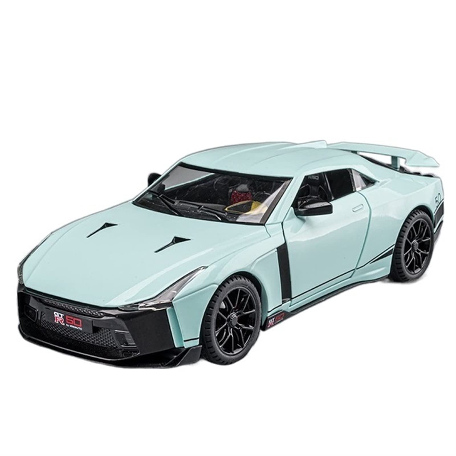 1:24 Scale Nissan Skyline Ares GTR50 Diecast Metal Toy Car Model with Sound & Light - Green Alloy Collectible Vehicle for Kids & Adults - Perfect for Display, Gifts, and Playtime Scenes
