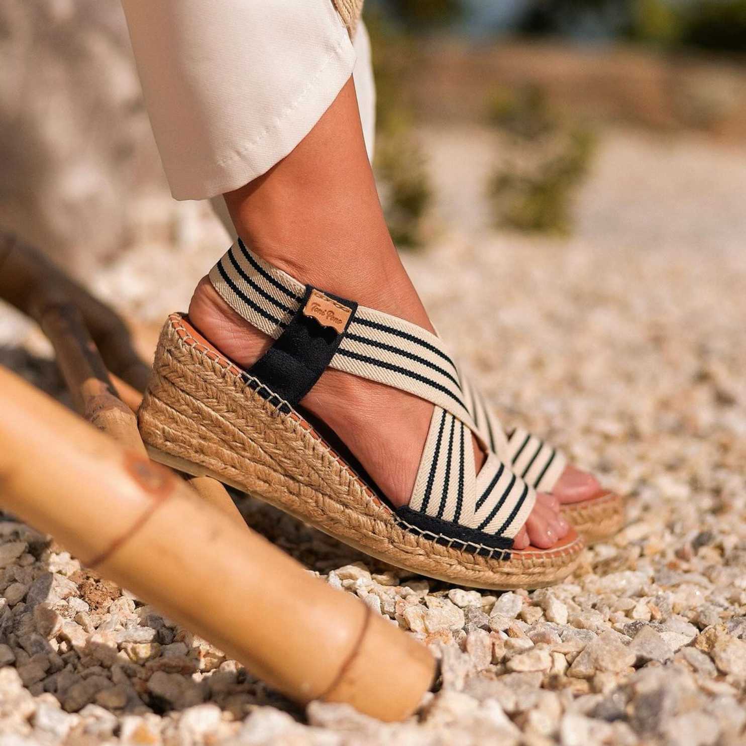 Women's Elastic Fabric Wedge Espadrille Shoes - Comfortable Summer Sandals for Casual Outings, Beach Vacations & Date Nights