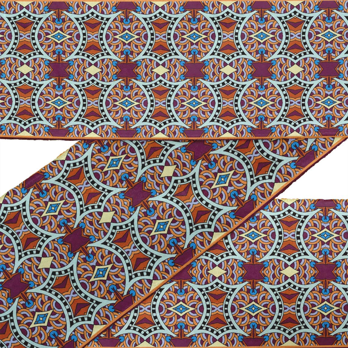 Pink Geometric Scale Decorative Ribbon Trim Tape - 2 Inch Wide Printed Velvet Fabric Lace for Sewing & Crafts (9 Yards) - Perfect for DIY Projects, Scrapbooking & Home Decor Accessories