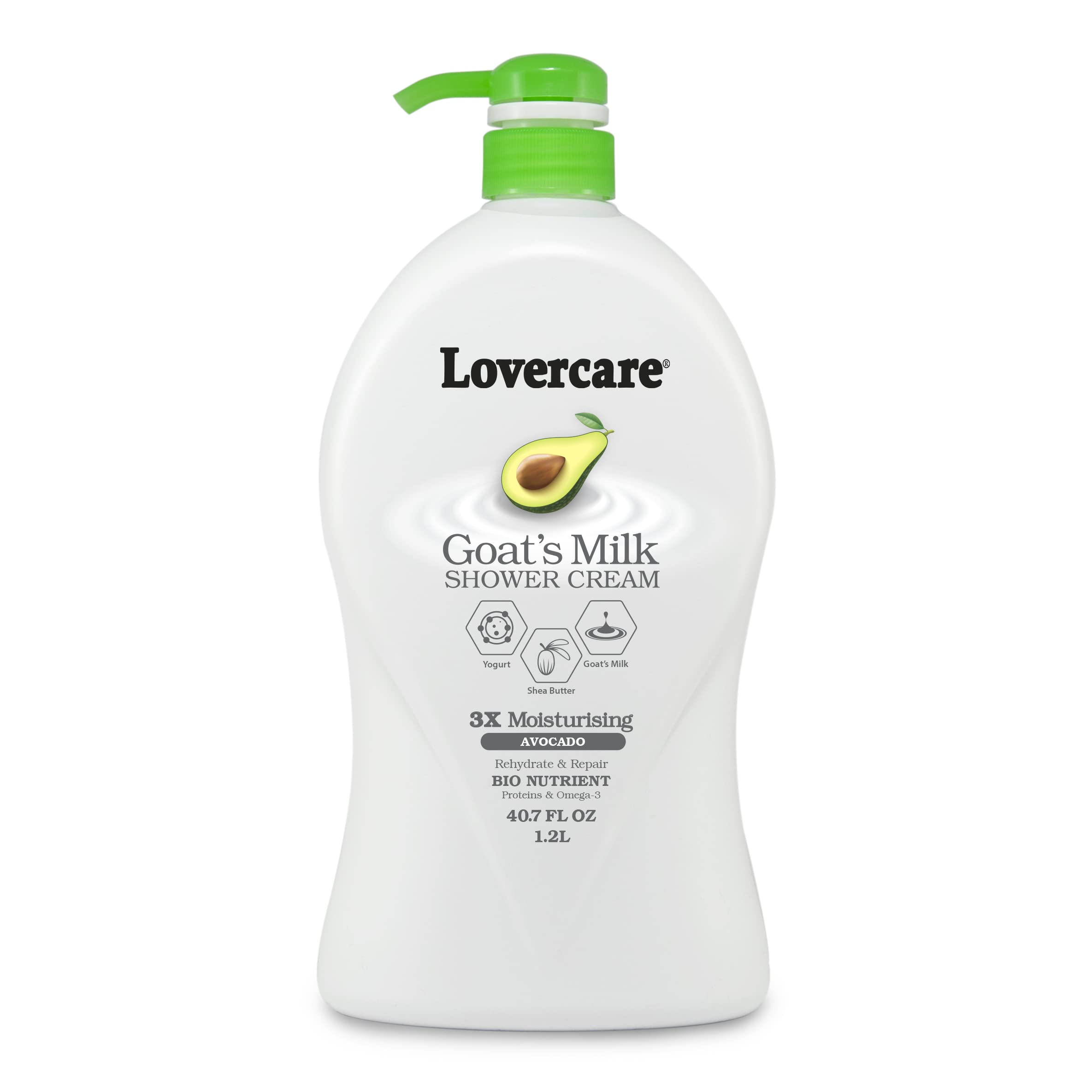 Goat's Milk & Avocado Moisturizing Body Wash - 40.7 Fl Oz Hydrating Shower Cream for Dry Skin - Gentle Cleansing for Sensitive Skin - Perfect for Daily Shower & Spa Relaxation