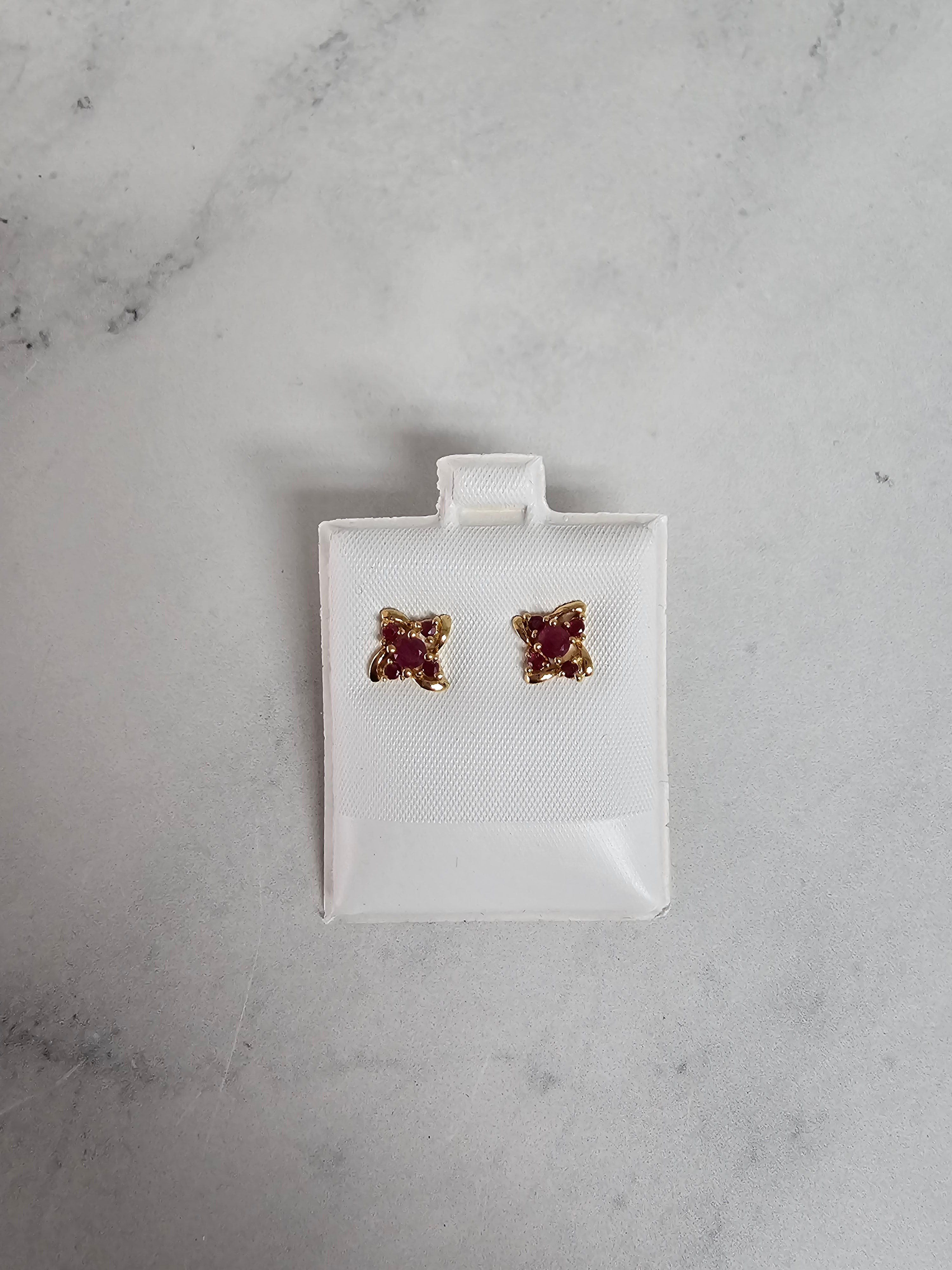 14K Gold Ruby Marquise Cluster Earrings for Women – Elegant Dangle Drop Earrings for Parties, Weddings & Special Occasions