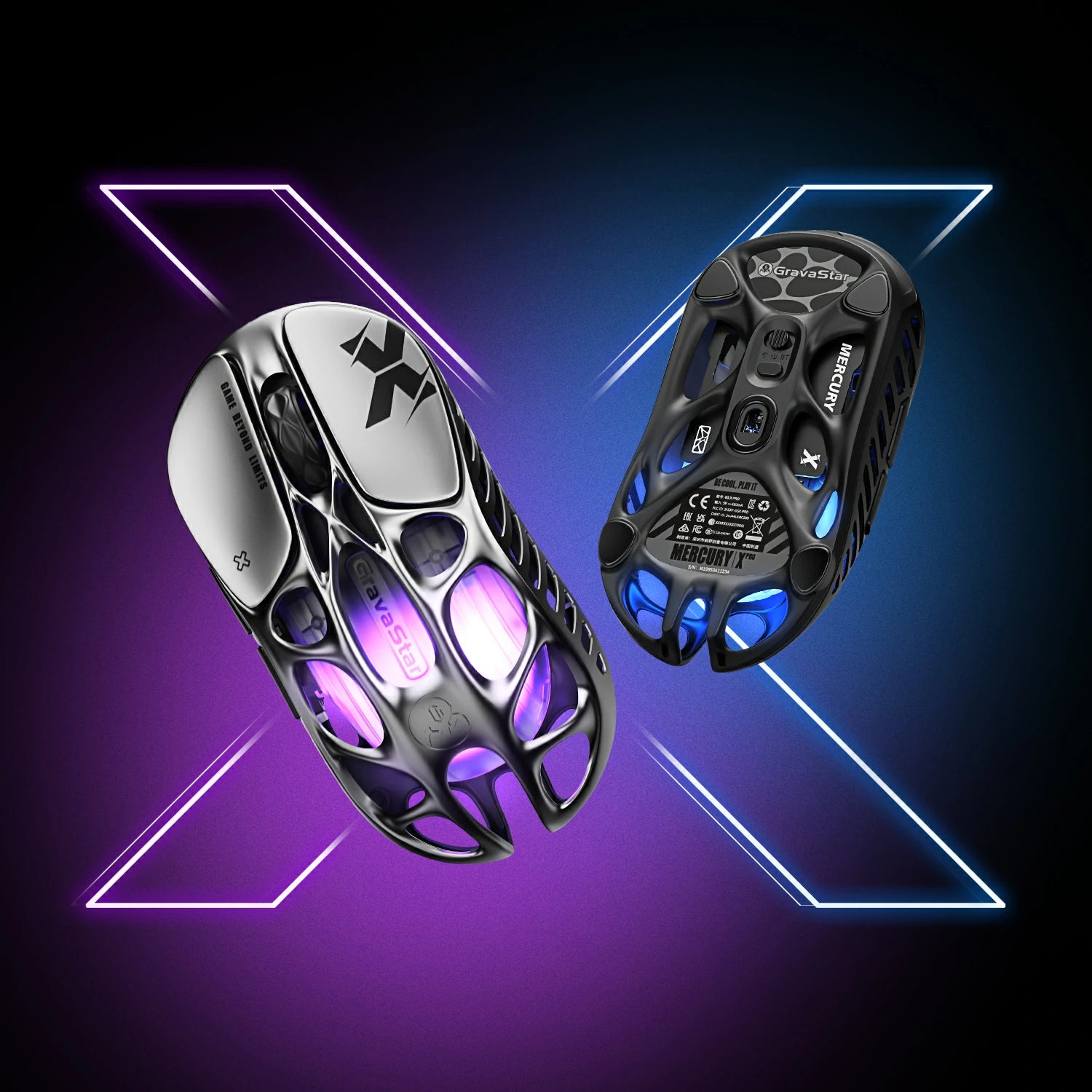 Mercury X Wireless Gaming Mouse - Ergonomic RGB LED, 16000 DPI, Rechargeable - Perfect for PC, Mac, Laptop Gaming & Office Work