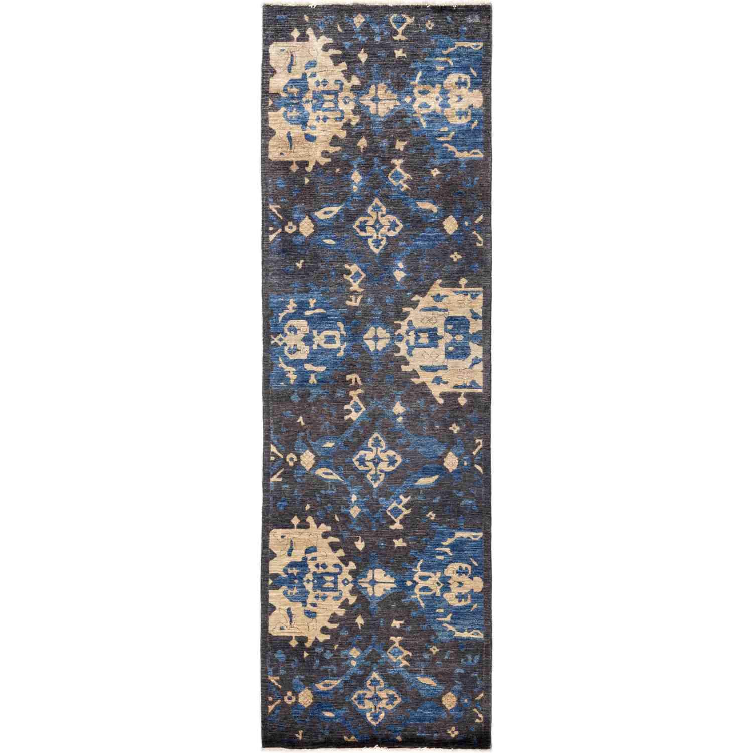 Hand-Knotted Solo Rugs Eclectic Verity Unique Area Rug - Marengo Design 3' x 9'10