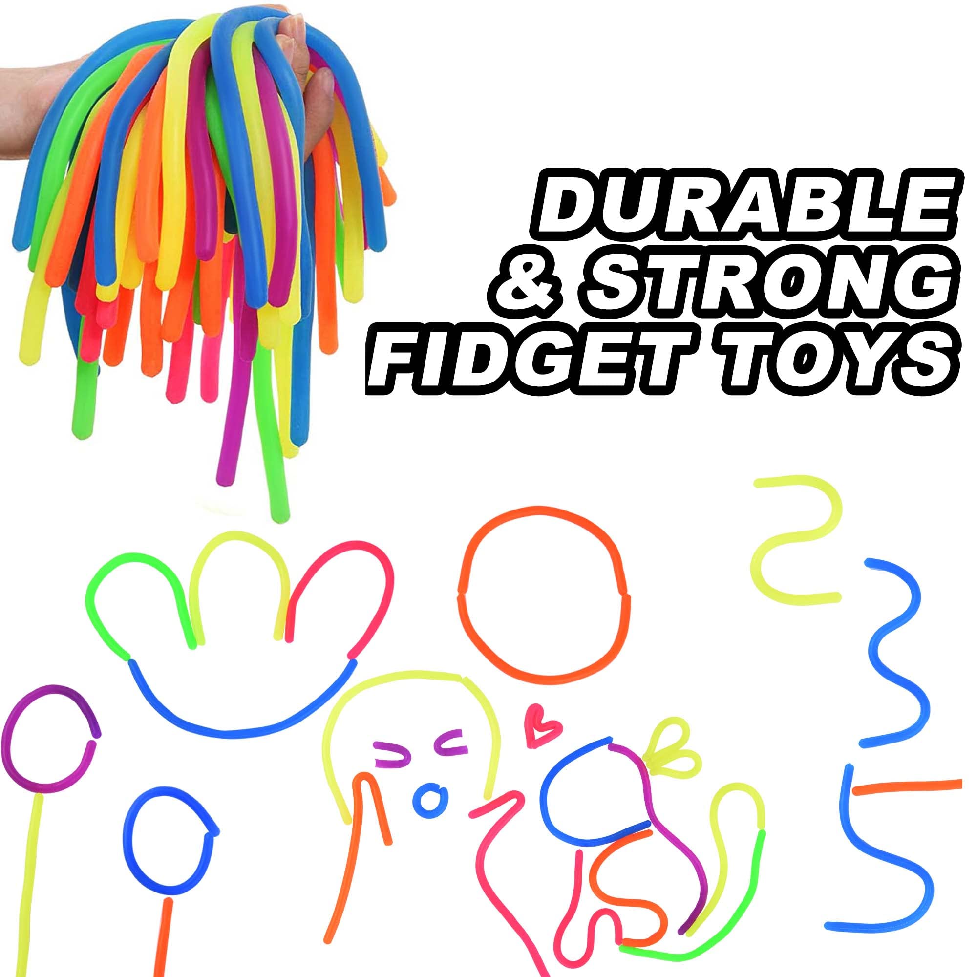 Stretchy String Noodles 30 Pack - Sensory Fidget Toys for Kids, Stress Relief & Focus Tools - Perfect for Classroom Rewards, Birthday Party Favors, Treasure Box Prizes & ADHD Anxiety Relief (Great for School, Home & Travel Use)