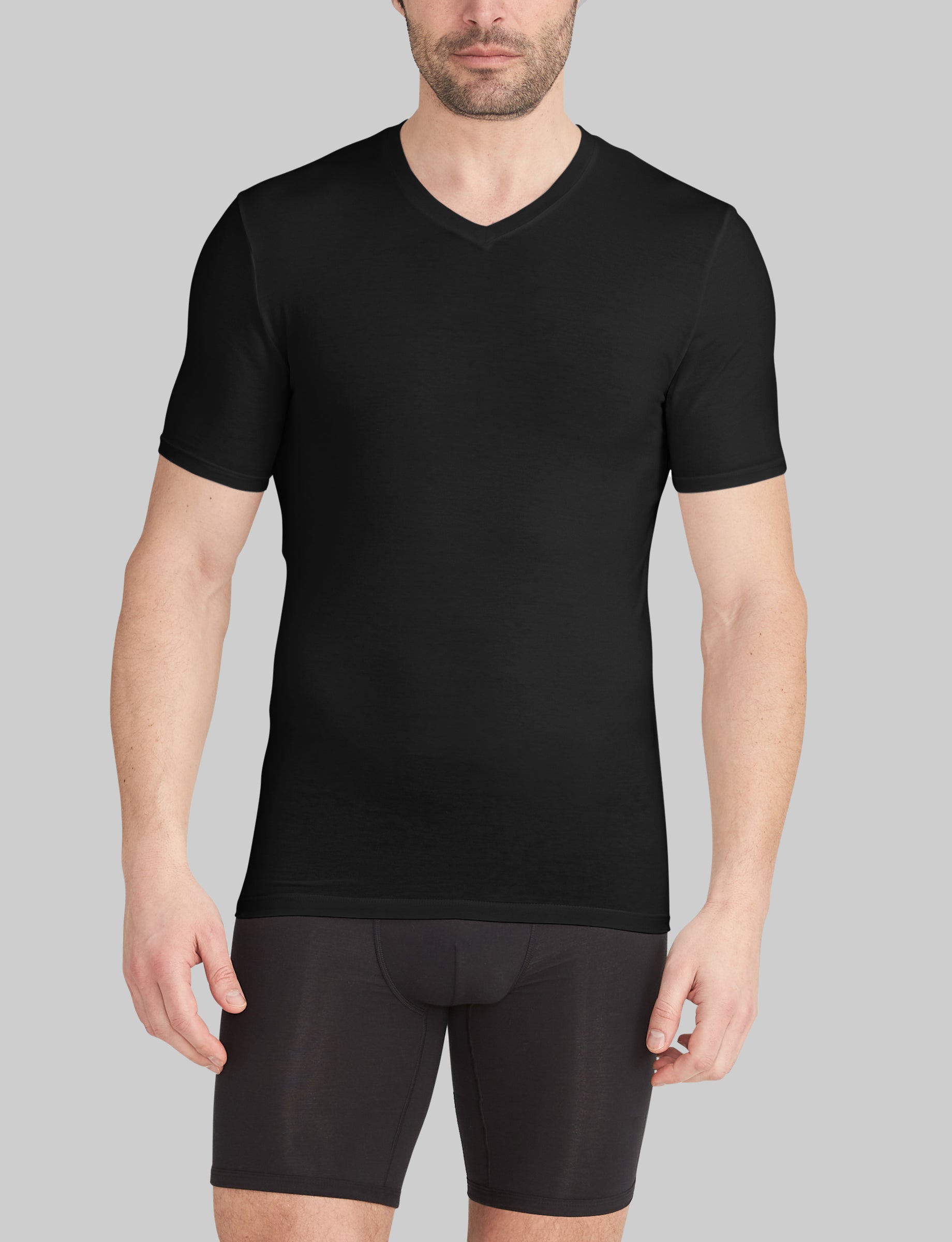 Second Skin High V Neck Stay Tucked Undershirt (6 Pack) - Seamless Slim Fit Comfort for Men - Perfect for Work, Business & Formal Wear
