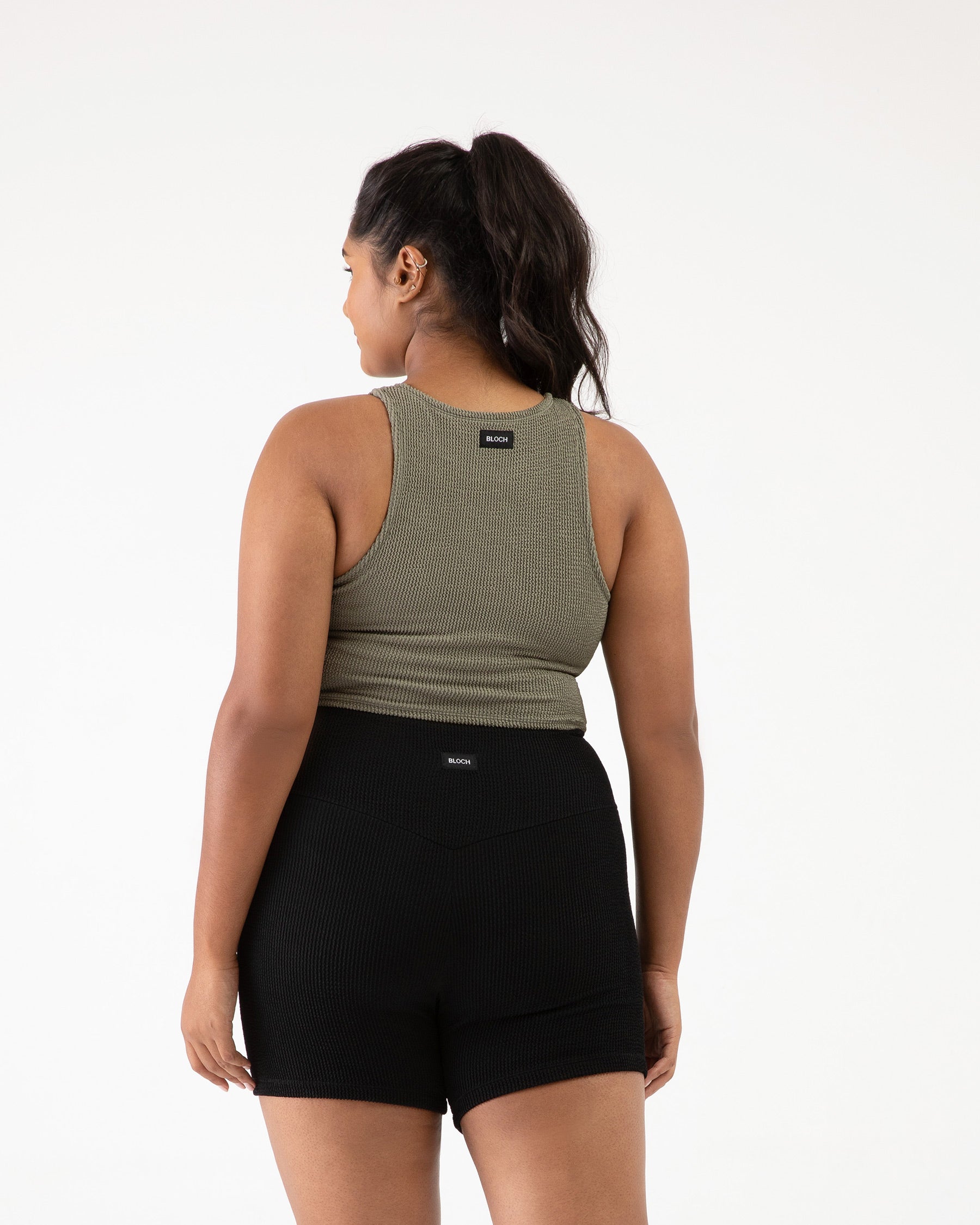 Crinkle Racer Tank Top for Women - Soft Stretchy Athletic Workout Shirt - Perfect for Running, Yoga & Gym Fitness