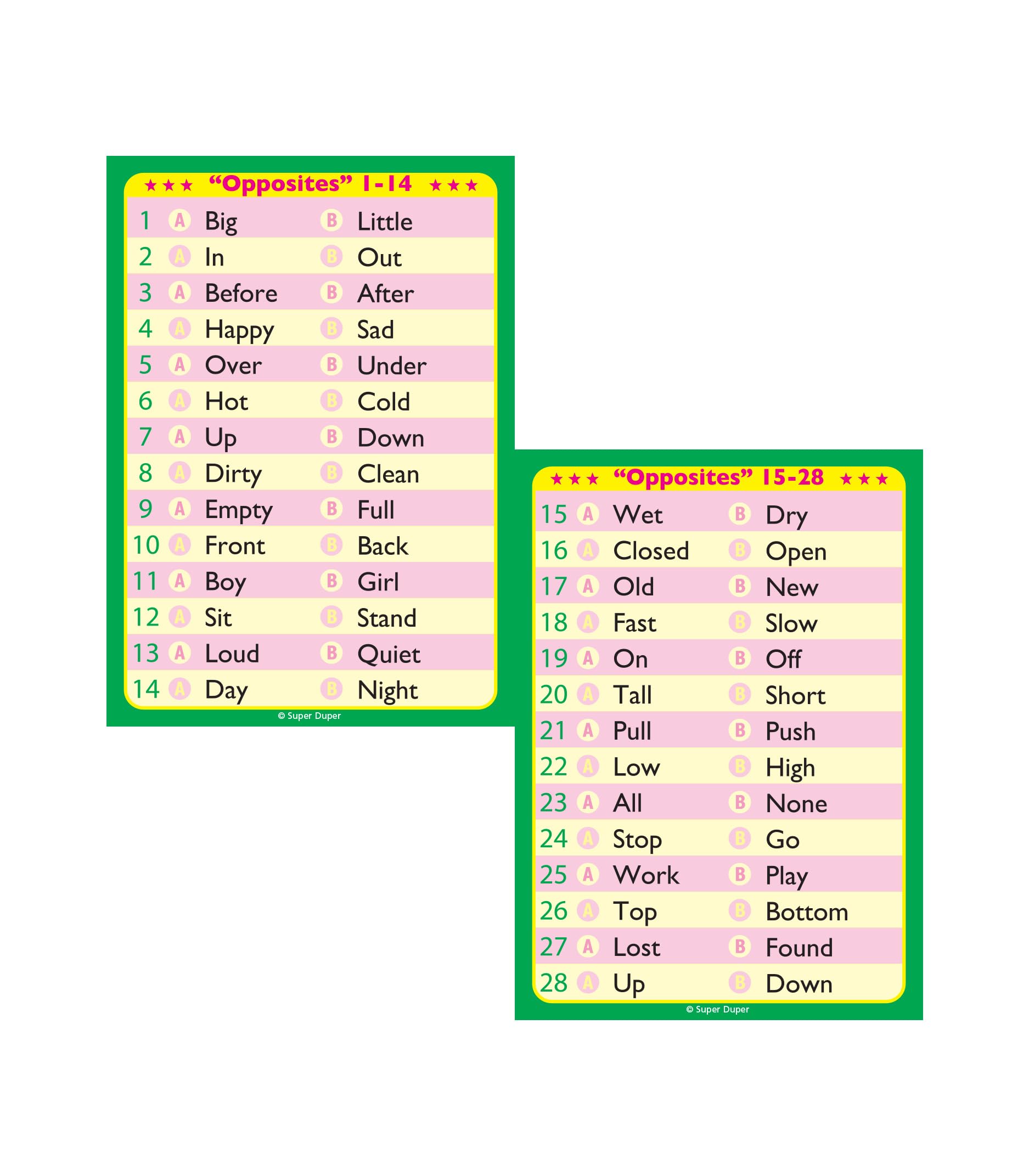 Super Duper Publications Opposites Fun Deck Flash Cards - Educational Learning Tool for Kids | Teach Opposite Words & Vocabulary | Perfect for Homeschooling, Preschool & Classroom Activities