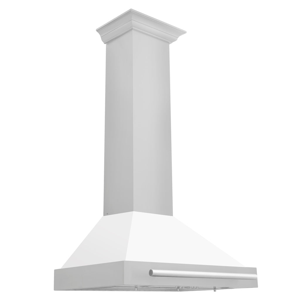 ZLINE KB4STX WM Convertible Stainless Steel Range Hood - White Matte Shell with Stainless Steel Handle | Professional Kitchen Ventilation for Home Cooking & Baking