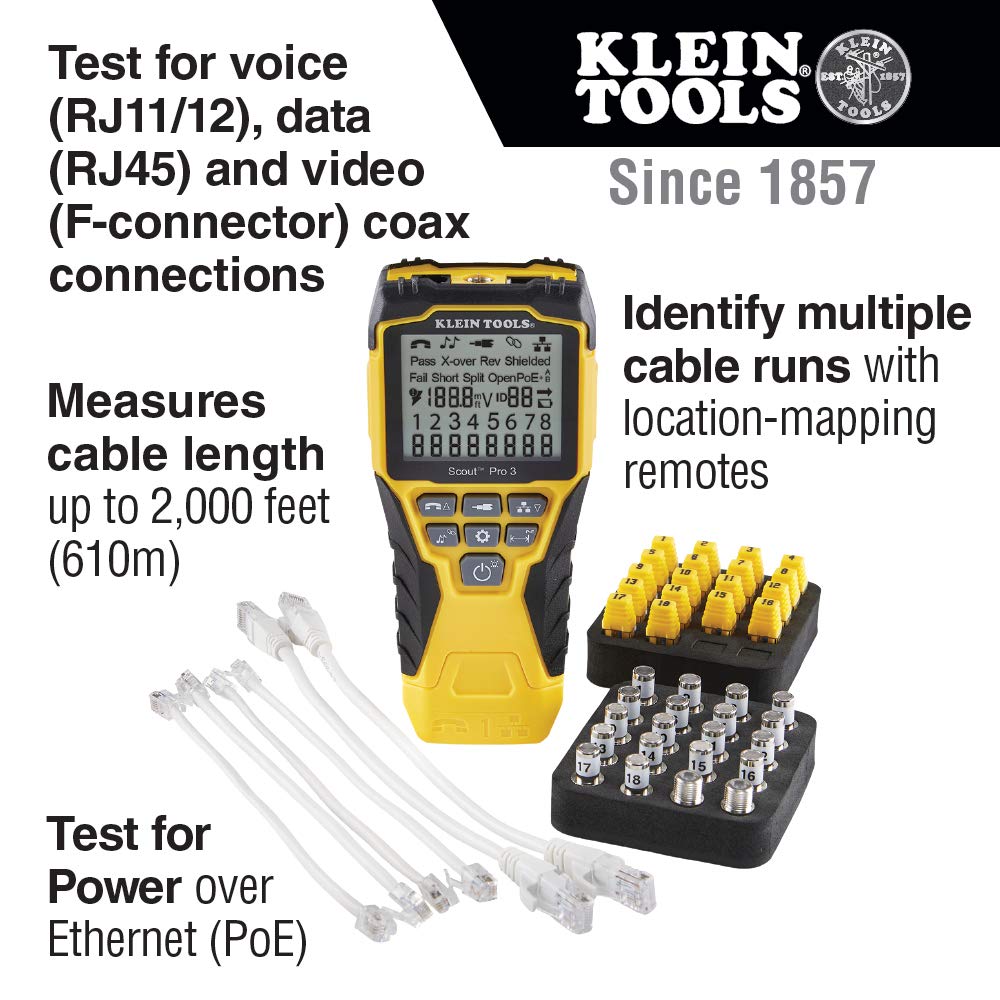 Klein Tools Professional Cable Tester Kit with TRENDnet Punch Down Tool - Network Cable Testing & Installation for Ethernet, Cat5, Cat6 (Ideal for IT Technicians & Electricians)