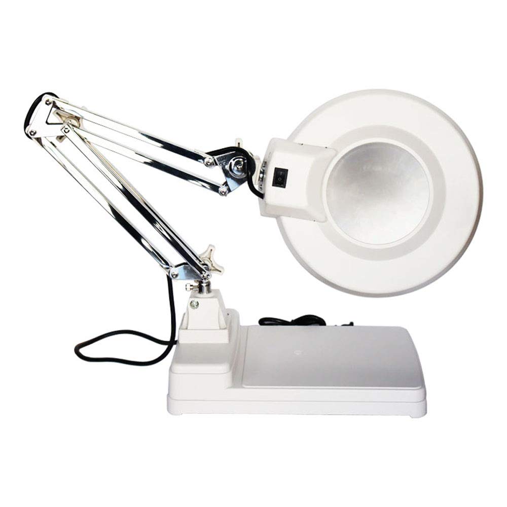 INTBUYING 110V LED Magnifying Lamp with 20X Magnification - Daylight Bright Tabletop Magnifier for Reading, Crafts, Jewelry Making & Precision Work - Perfect for Workbench, Hobbyists & Elderly Use