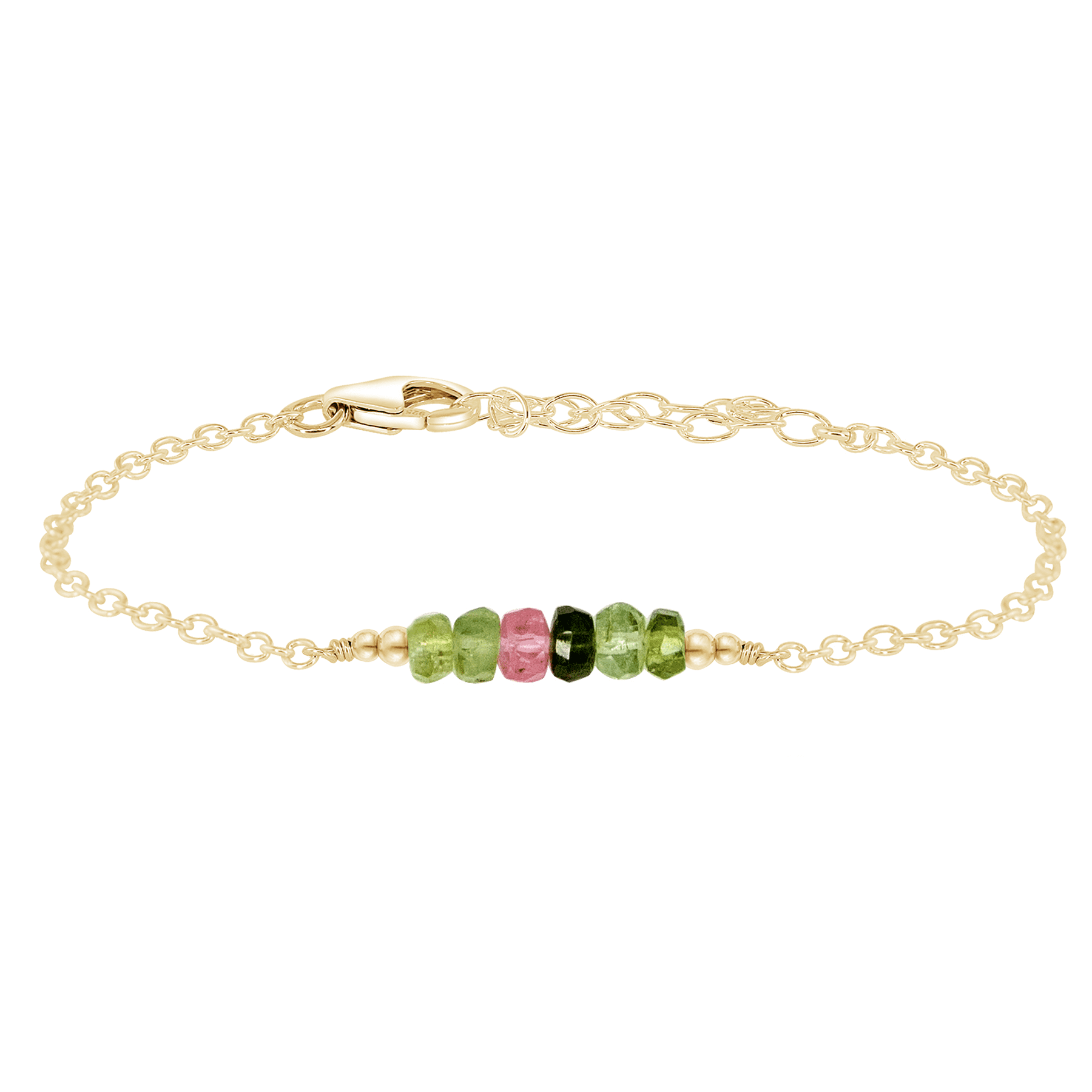 Sparkling Rainbow Tourmaline Gemstone Faceted Bead Bar Bracelet for Women - Handmade Crystal Healing Jewelry for Yoga, Meditation & Positive Energy