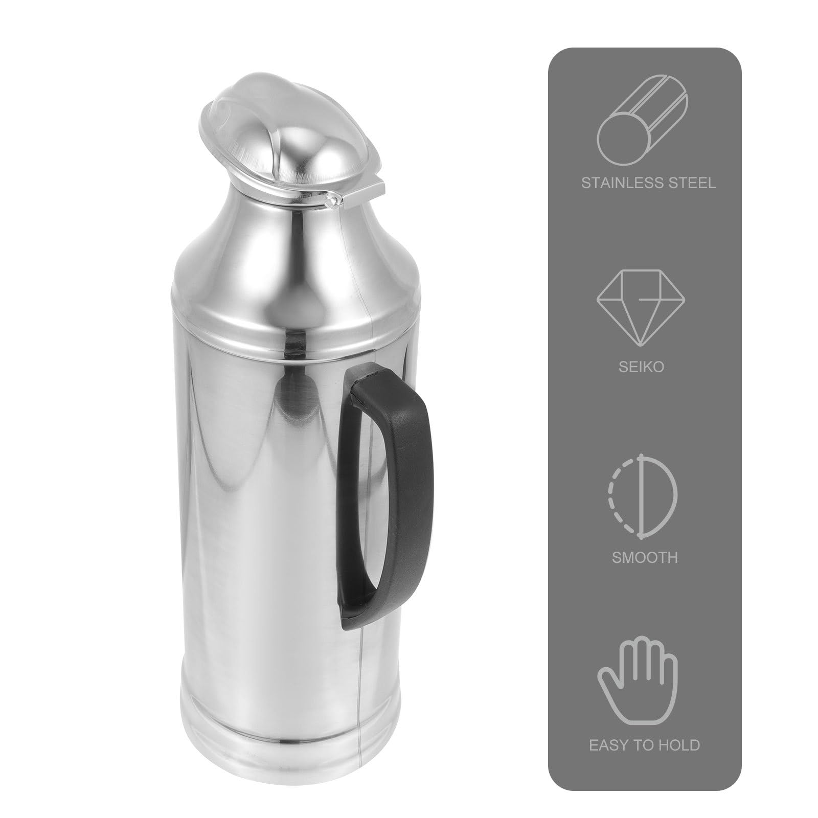 Hemoton 2L Stainless Steel Vacuum Insulated Water Bottle - Double Wall Thermos for Hot & Cold Drinks - Leakproof Travel Flask for Coffee, Tea, Hiking, Camping & Office Use