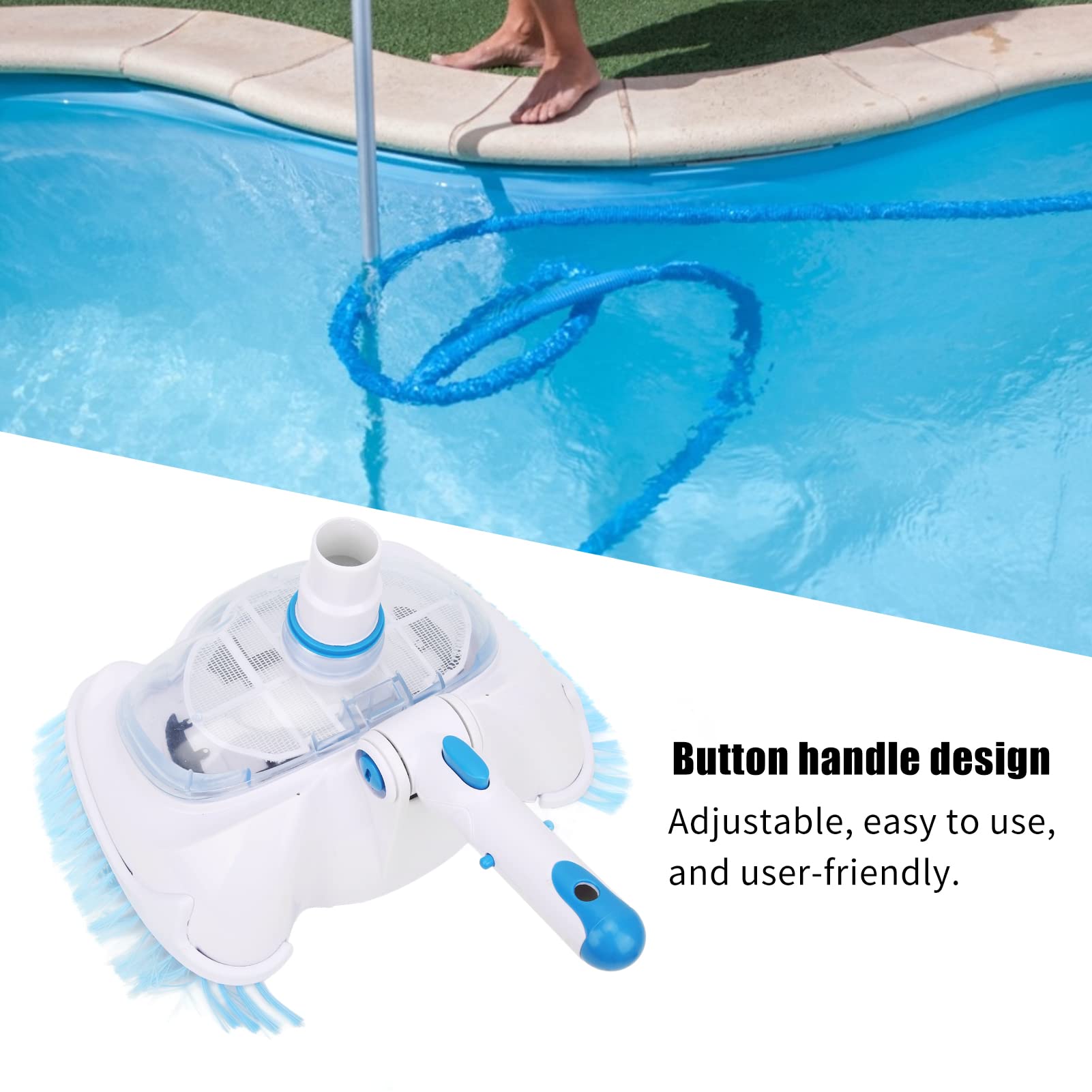 Pool Vacuum Head - Manual Suction Pool Cleaner for Efficient Swimming Pool Cleaning | Reaches Tight Corners & Steps | Ideal for In-Ground & Above Ground Pools