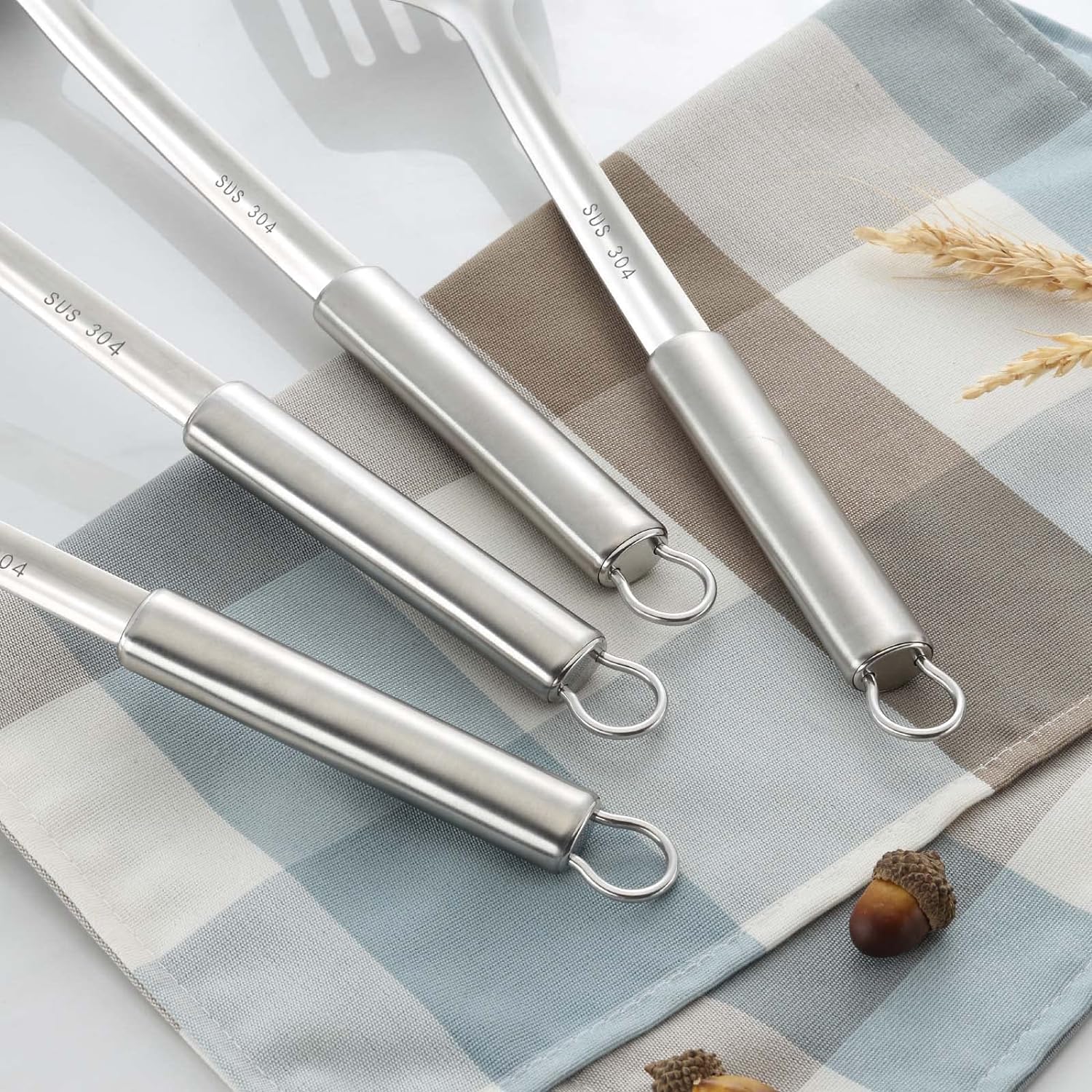 Premium 2-Piece Solid & Slotted Spatula Set - 304 Stainless Steel Cooking Utensils for Wok, Frying & Grilling - Professional Kitchen Tools for Home Chefs & Restaurants - Dishwasher Safe Silver Spatulas - Perfect for Stir-Frying, Flipping Pancakes & BBQ Cooking