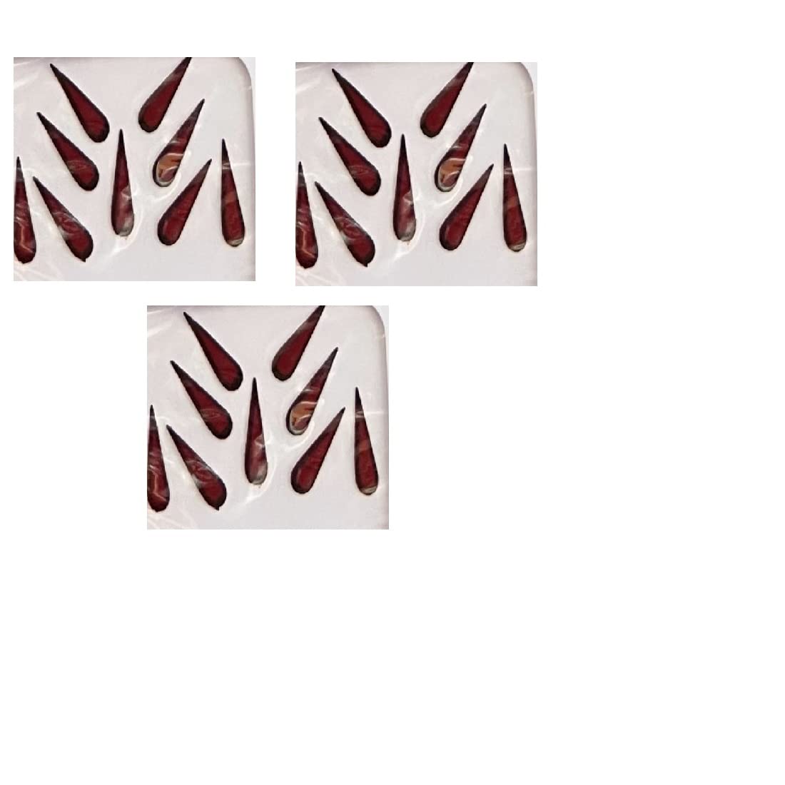 Traditional Maroon Bindi Stickers for Women & Girls – Pack of 3 Drop-Shaped Forehead Decorations | Skin-Friendly Adhesive | Perfect for Weddings, Festivals & Cultural Events