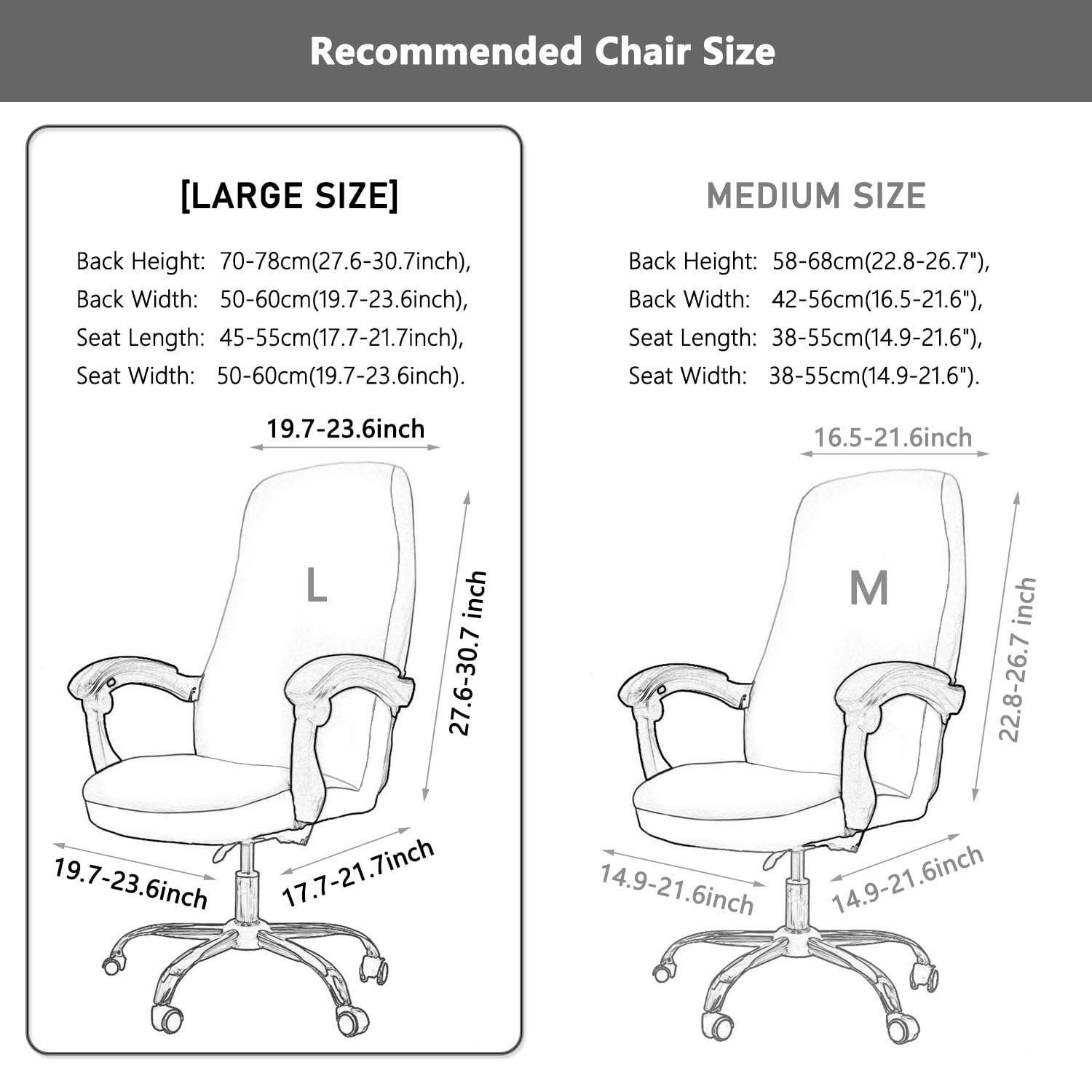 Melaluxe Office Chair Cover - Universal Stretch Desk Chair Cover, Computer Chair Slipcovers (Size L, Royal Blue) - Perfect for Home Office, Gaming Chair & Conference Room Seating Protection