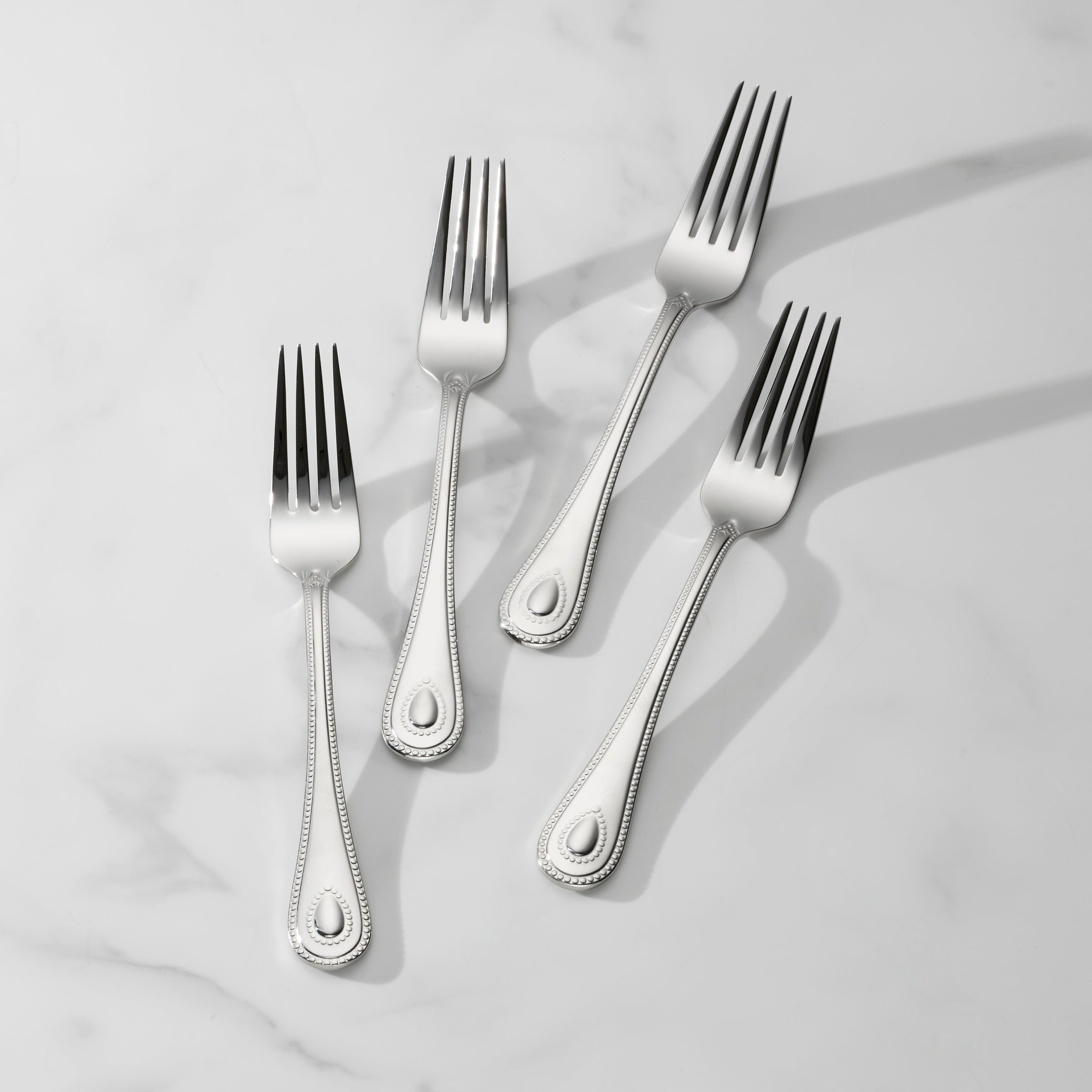 Elegant French Perle Dinner Fork Set of 4 - Premium Stainless Steel Flatware for Fine Dining, Dinner Parties & Formal Occasions