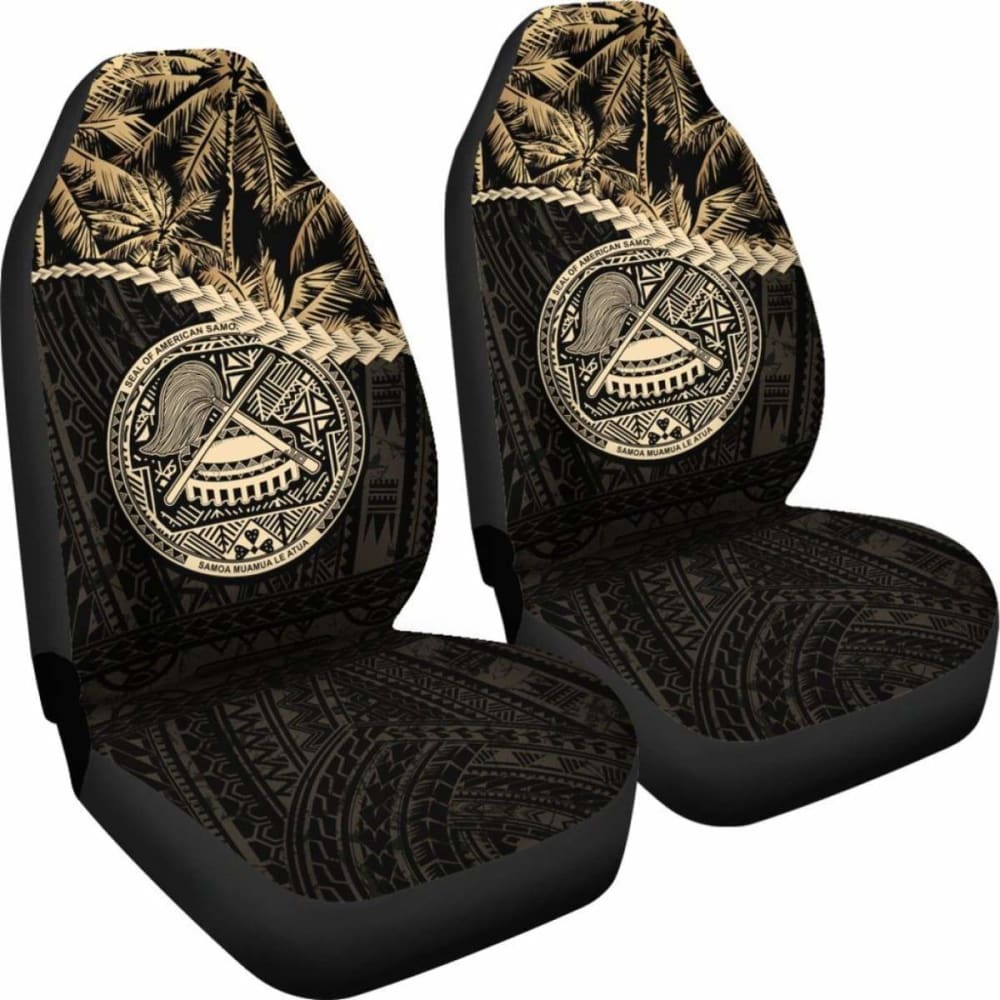 Premium American Samoa Car Seat Covers - Golden Coconut Design for Cars, Trucks & SUVs | Waterproof & Durable Protection for Road Trips & Daily Commutes