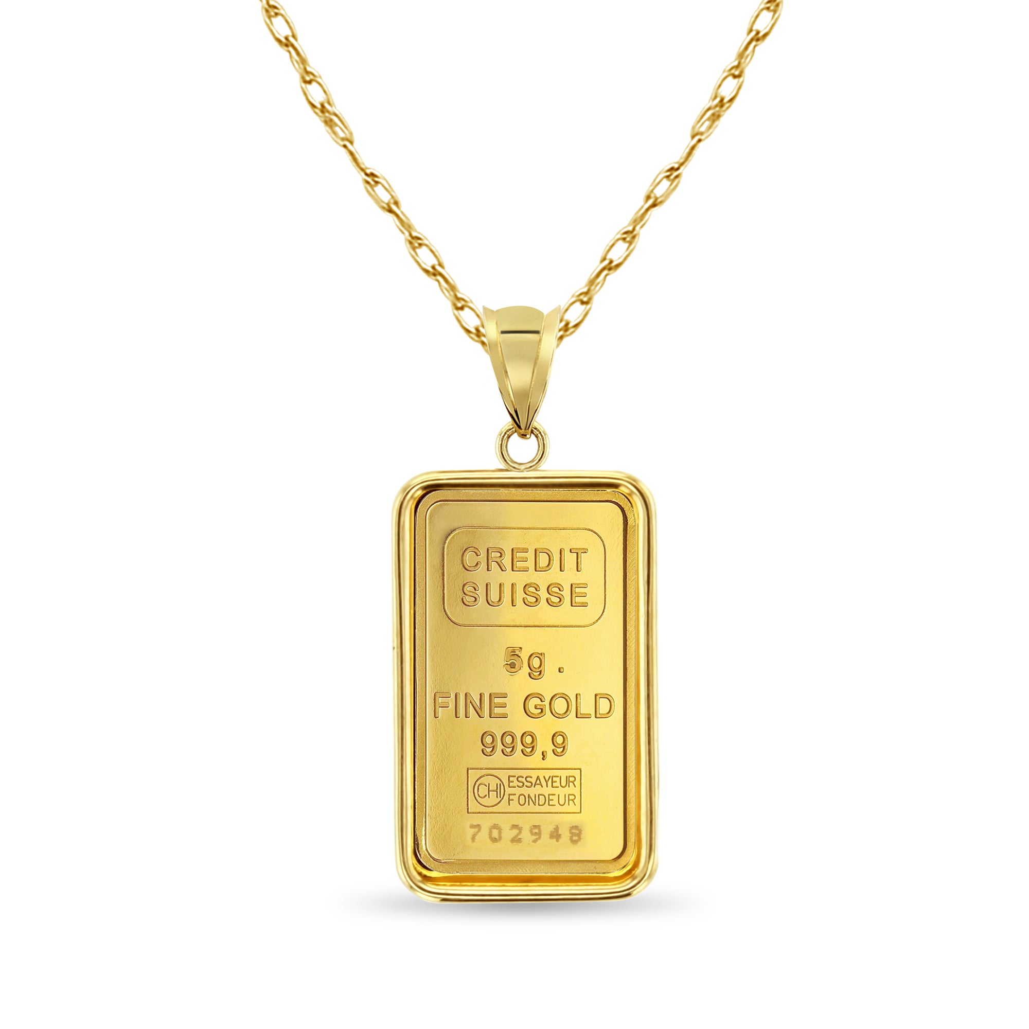 5 Gram Pamp Suisse Gold Coin Necklace - 24K Solid Gold Pendant with Polished Bezel - Luxury Jewelry Gift for Women - Perfect for Parties, Weddings & Special Occasions