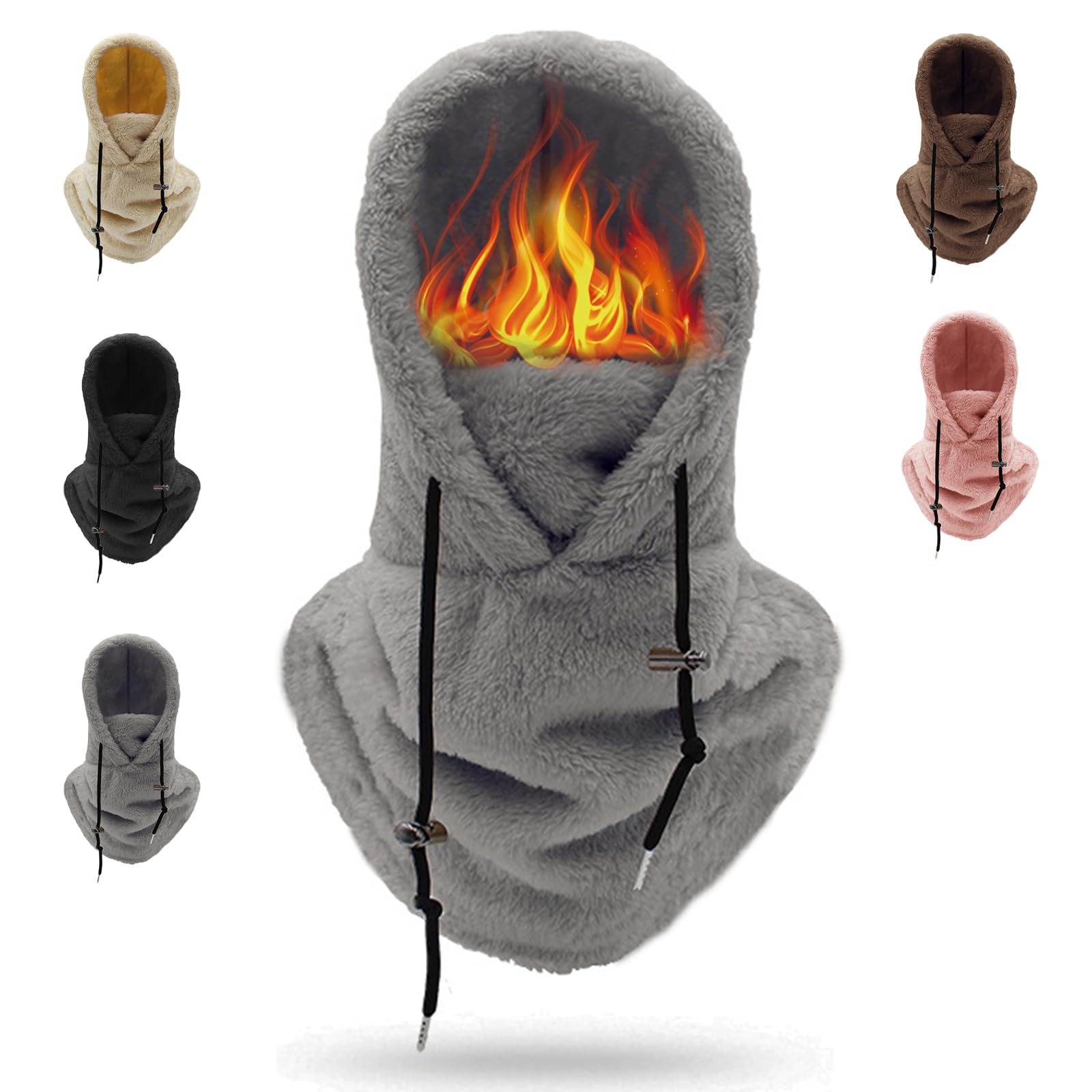 Sherpa Hood Ski Mask - Windproof Winter Balaclava for Cold Weather, Adjustable Over Helmet Ski Hood Hat & Scarf - Perfect for Skiing, Snowboarding & Outdoor Winter Activities