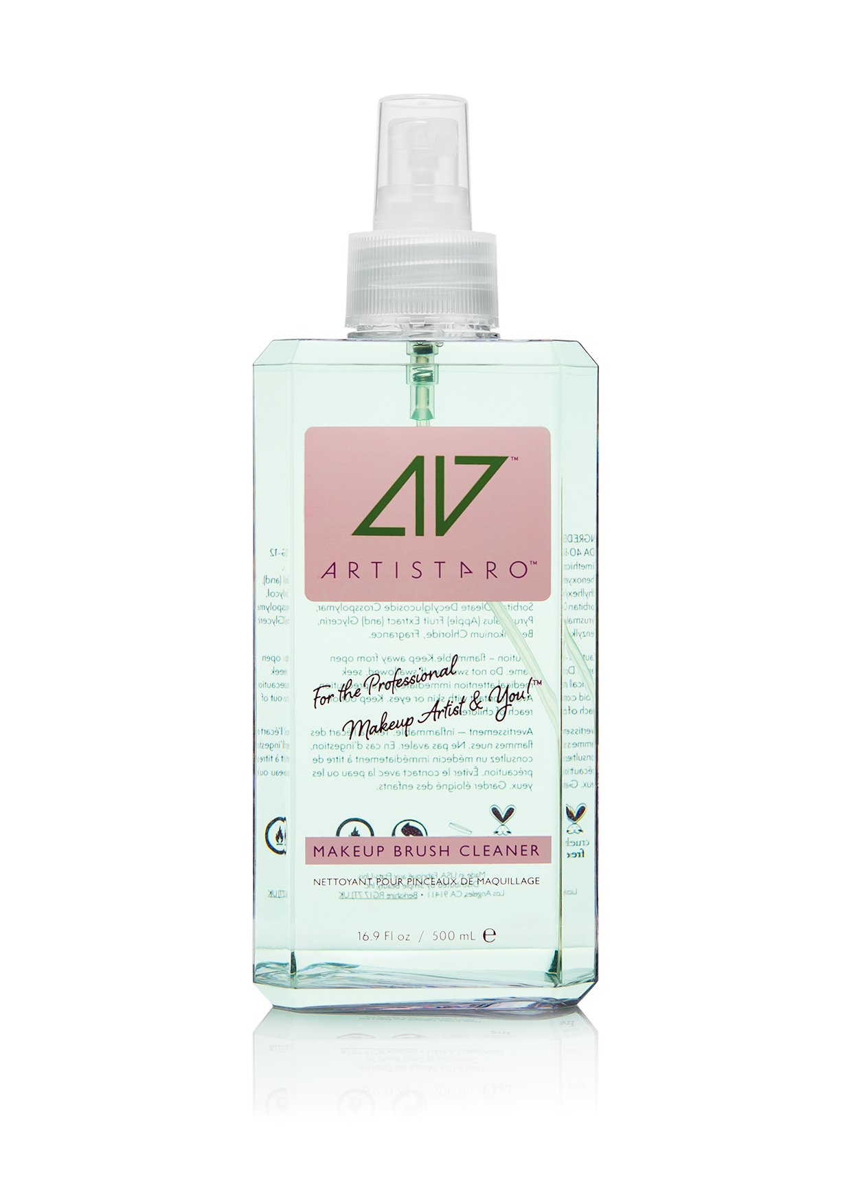 Professional Makeup Brush Cleaner & Hair Tool Sanitizer - 16.9 fl oz All-in-One Solution with Sea Cucumber Extract | Perfect for Salon, Home & Travel Use