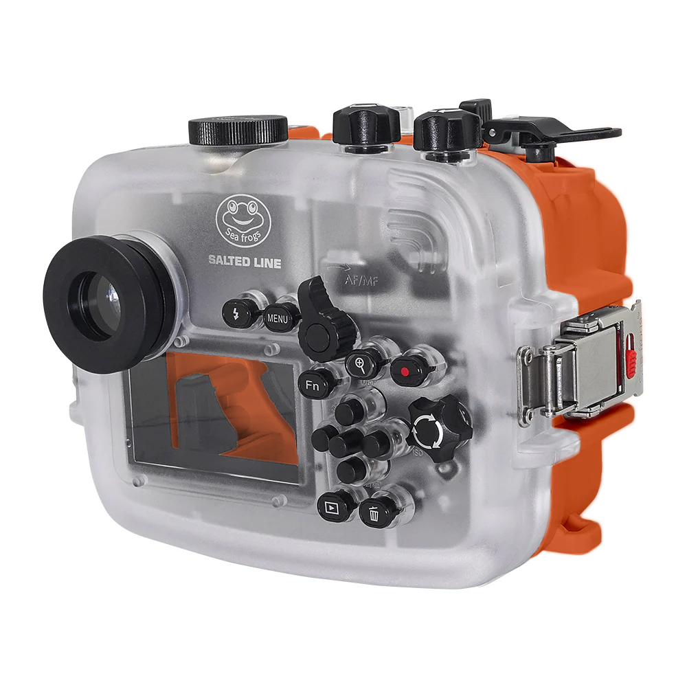 SeaFrogs Underwater Housing for Sony A6xxx Series - 67mm Threaded Short Port with Macro Port (Orange) - GEN 3 - Perfect for Scuba Diving & Underwater Photography
