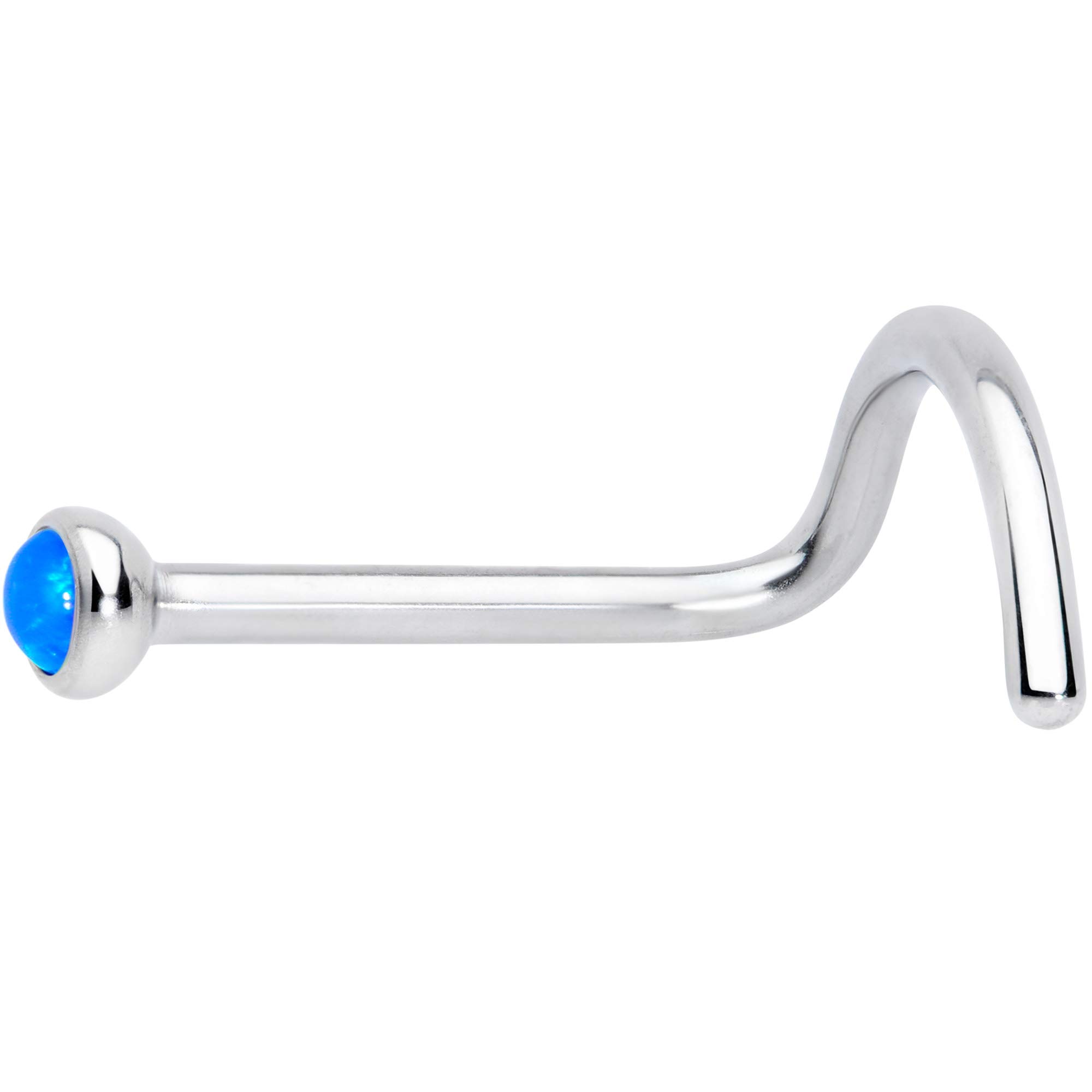 20G Titanium Nose Screw Ring with 2mm Synthetic Opal - Hypoallergenic Press Fit Nose Stud Body Jewelry (0.27