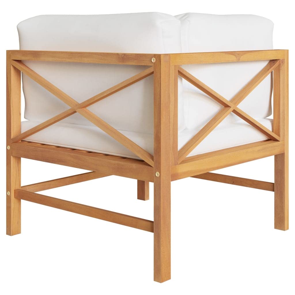 Premium 2-Seater Teak Patio Bench with Cream Cushions - Weather-Resistant Outdoor Furniture for Garden, Terrace, Balcony - Comfortable & Easy to Clean - Perfect for Relaxing, Entertaining, or Sunbathing