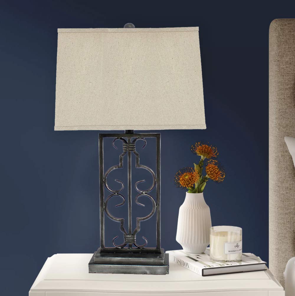 Teton Home TL-001 Modern Black Table Lamp - Bedside Nightstand Lighting for Bedroom, Living Room & Office