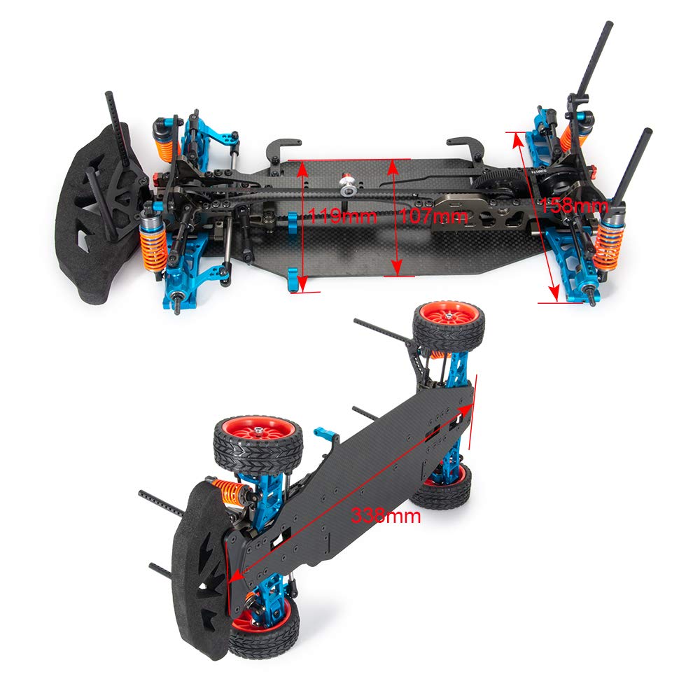 High-Performance Alloy Carbon Frame Body for 1/10 Scale RC Drift Racing Cars with Shaft Drive System - Perfect for Competitive Drifting and Touring Car Racing