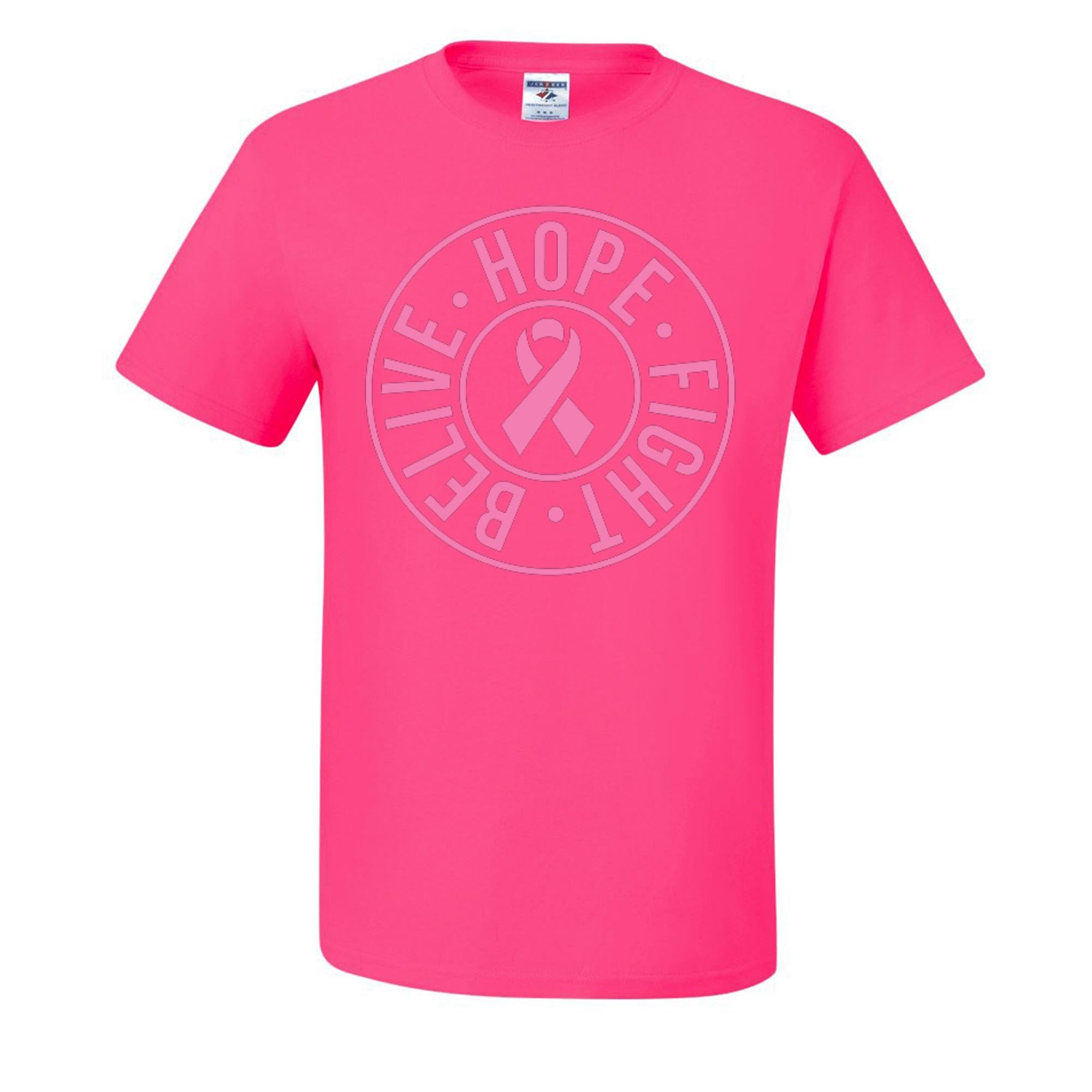 Wild Custom Apparel Believe Hope Fight Breast Cancer Awareness Graphic Men's T-Shirts - Comfortable Cotton Tee for Charity Events, Fundraisers & Awareness Campaigns