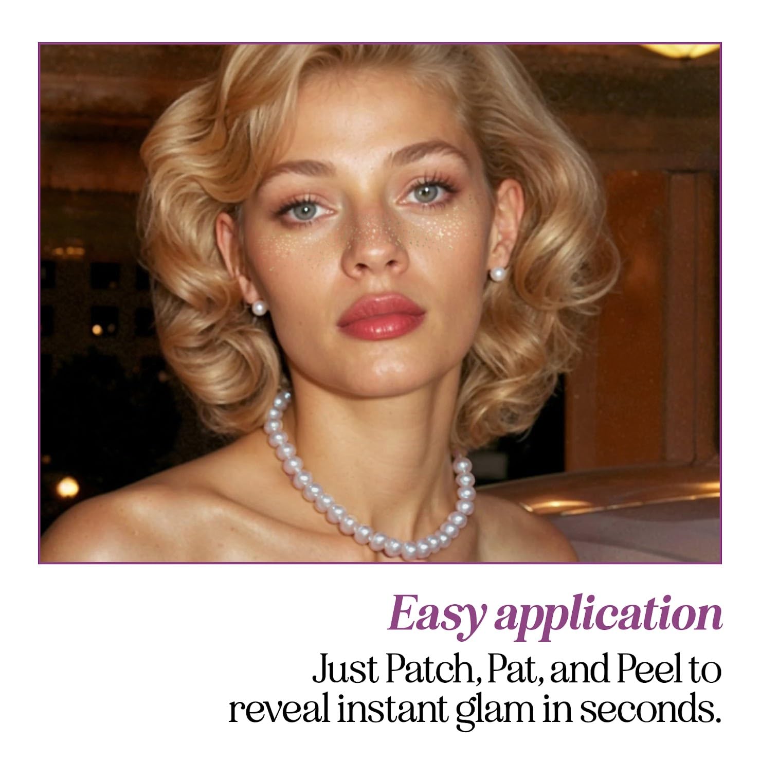 Fazit Gold Face Glitter Makeup Patches - Shimmering Cosmetic Glitter Speckles for Women - 6 Count - Perfect for Parties, Festivals & Special Occasions