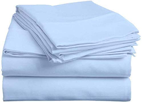 6PCS 100% Cotton Bedding Set - 800 Thread Count Split King Sheets for Deep Pocket Mattress | Baby Blue Luxury Bedroom Decor