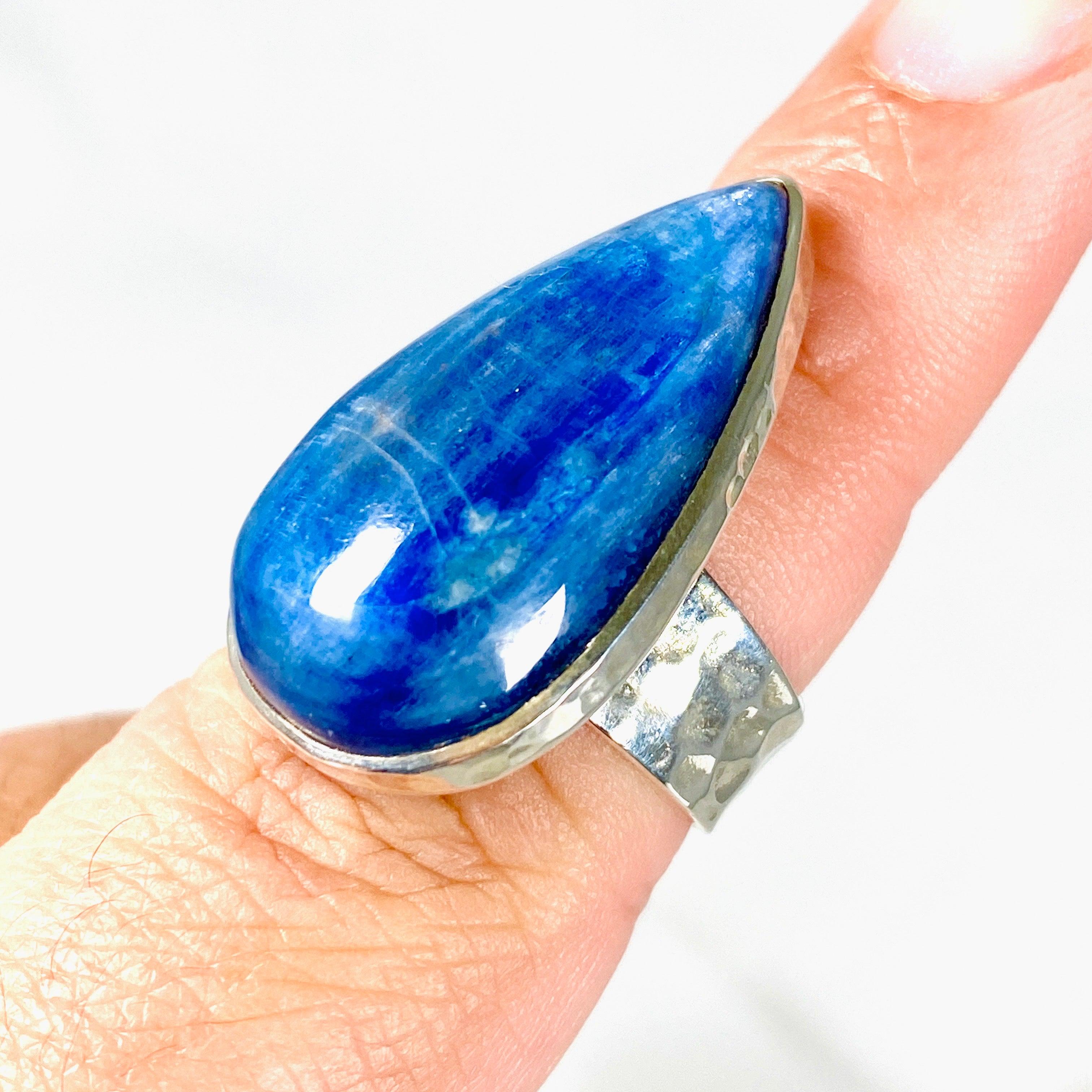 Kyanite Teardrop Beaten Band Ring Size 8 KRGJ2700 - Elegant Handmade Jewelry for Women, Perfect for Weddings, Parties & Everyday Wear