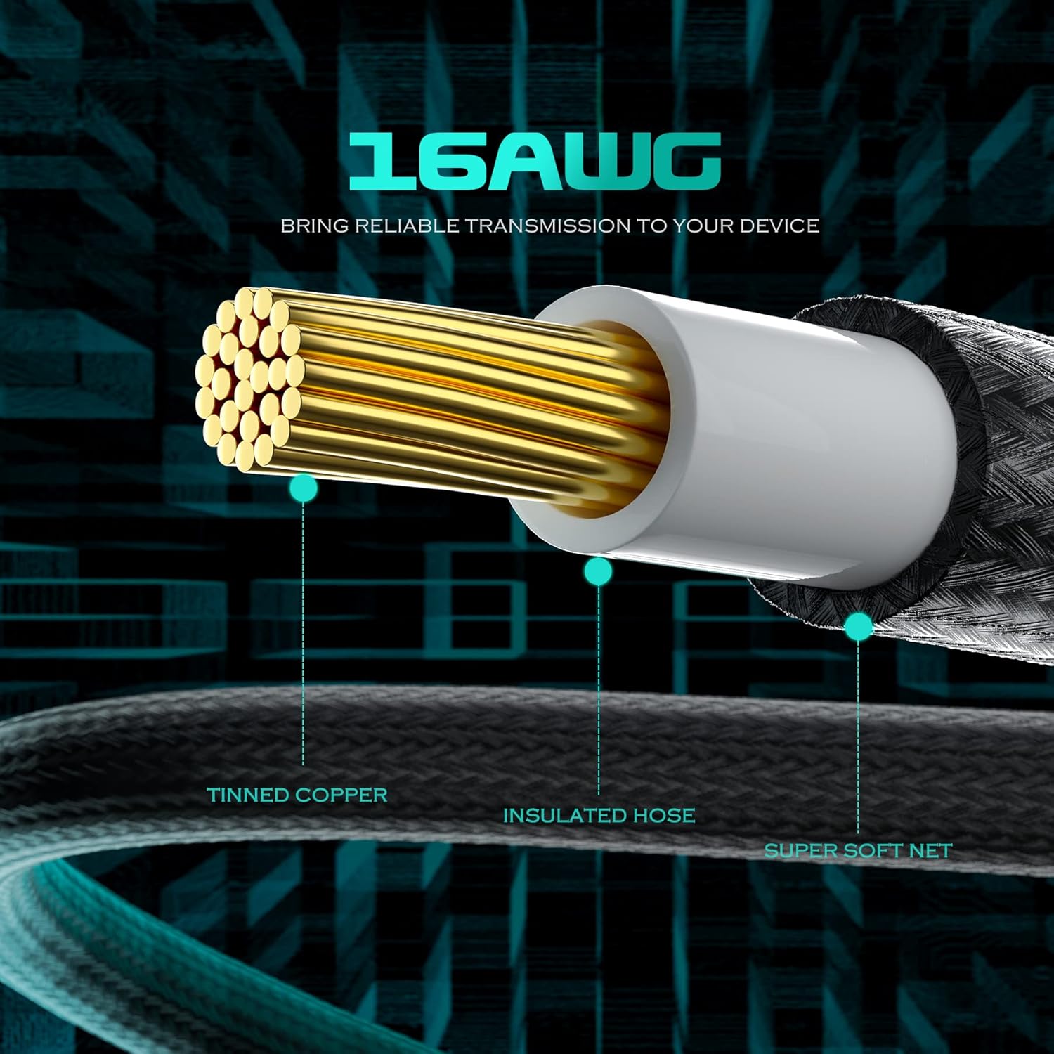 Asiahorse 16AWG Black & White Sleeved PSU Extension Cable Kit - Premium Cotton Braided Custom PC Mod Cables (6-Piece Set) for Gaming PC Build, Workstation Setup, and Custom Computer Modding