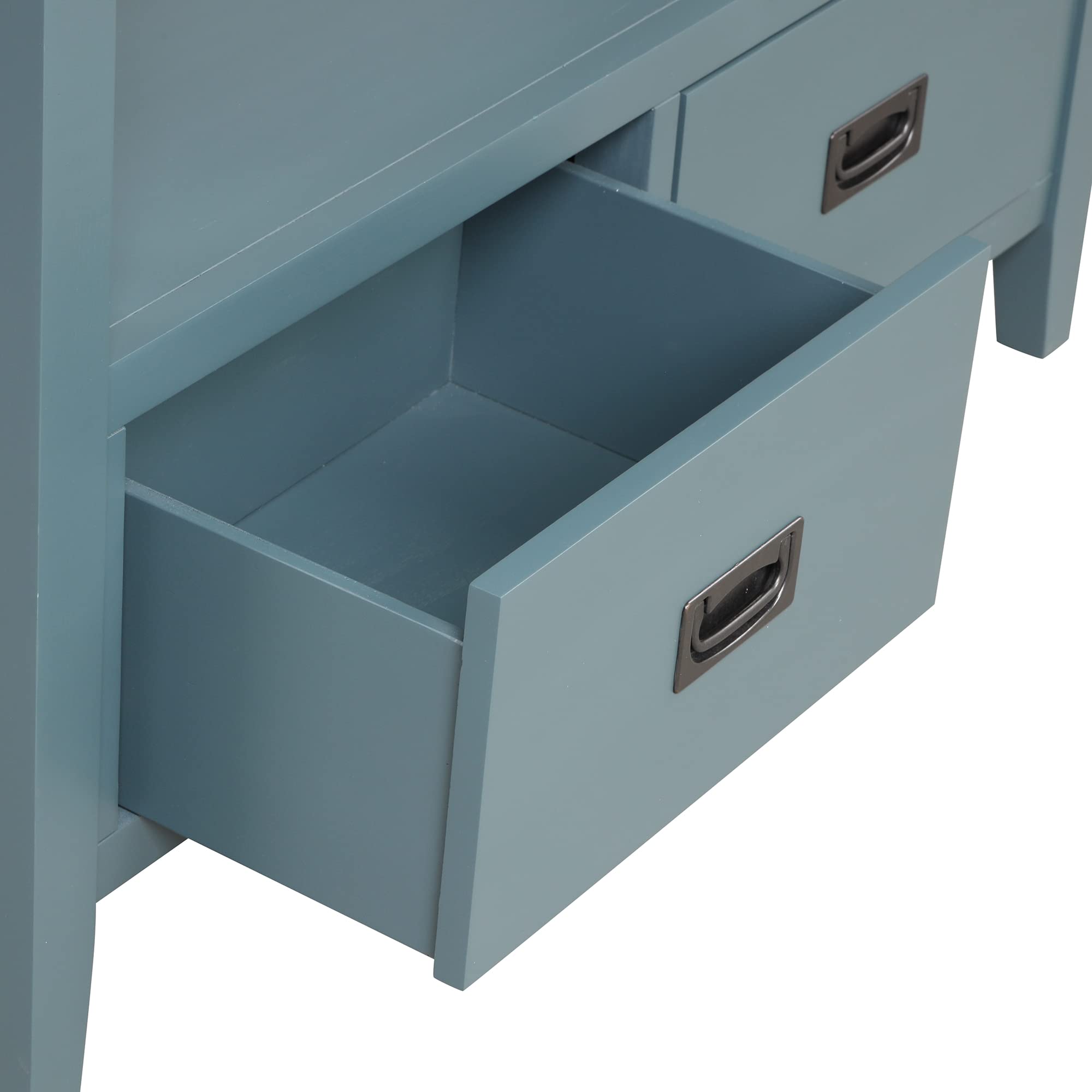 Quarte Retro Style Console Table - Entryway Hallway Sofa Table with 4 Drawers & 1 Shelf, Thick Wood Accent Side Table for Living Room, Bedroom - Easy Assembly (Light Blue) | Perfect for Small Spaces, Apartment Decor & Farmhouse Style Homes