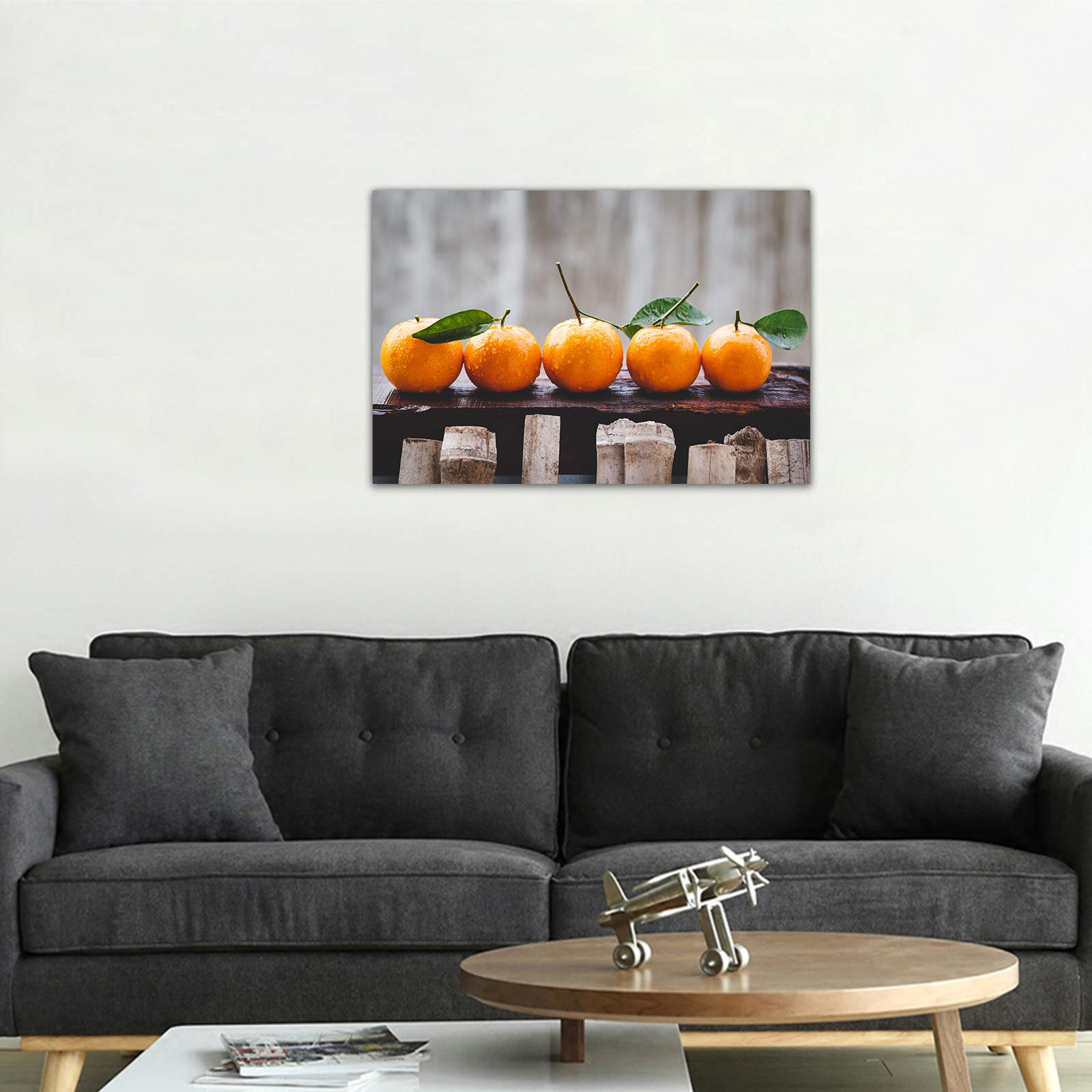 GUTTATY Orange Fruit Canvas Wall Art - Kitchen & Dining Room Decor, Tangerine Food Painting for Home & Restaurant - Ready to Hang Framed Artwork (28x40 Inches) - Perfect for Farmhouse, Modern & Rustic Interior Design