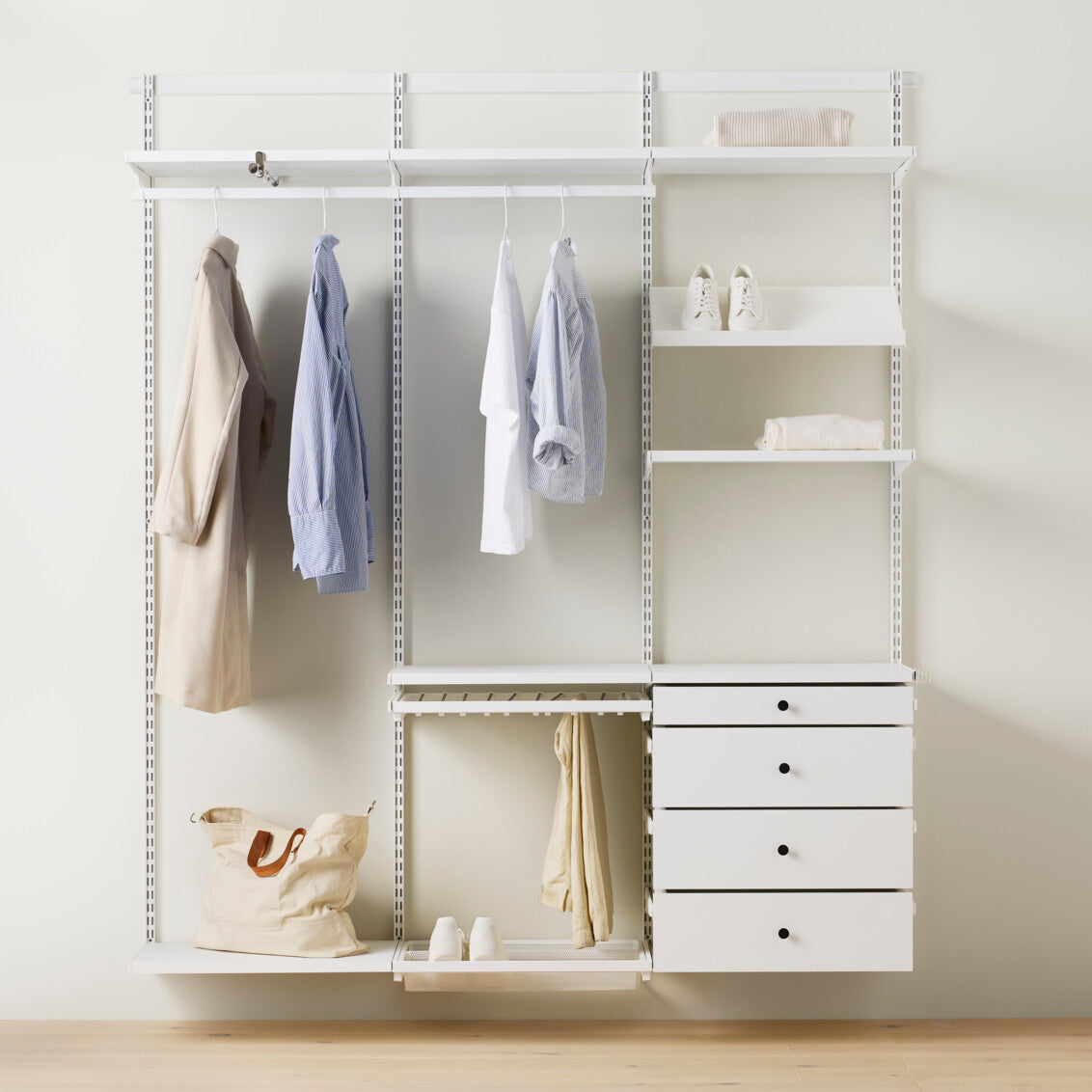 Premium Closet Organizer with Drawers - 73.3 Inch Wide Space-Saving Storage Solution for Bedroom, Closet, or Office Organization