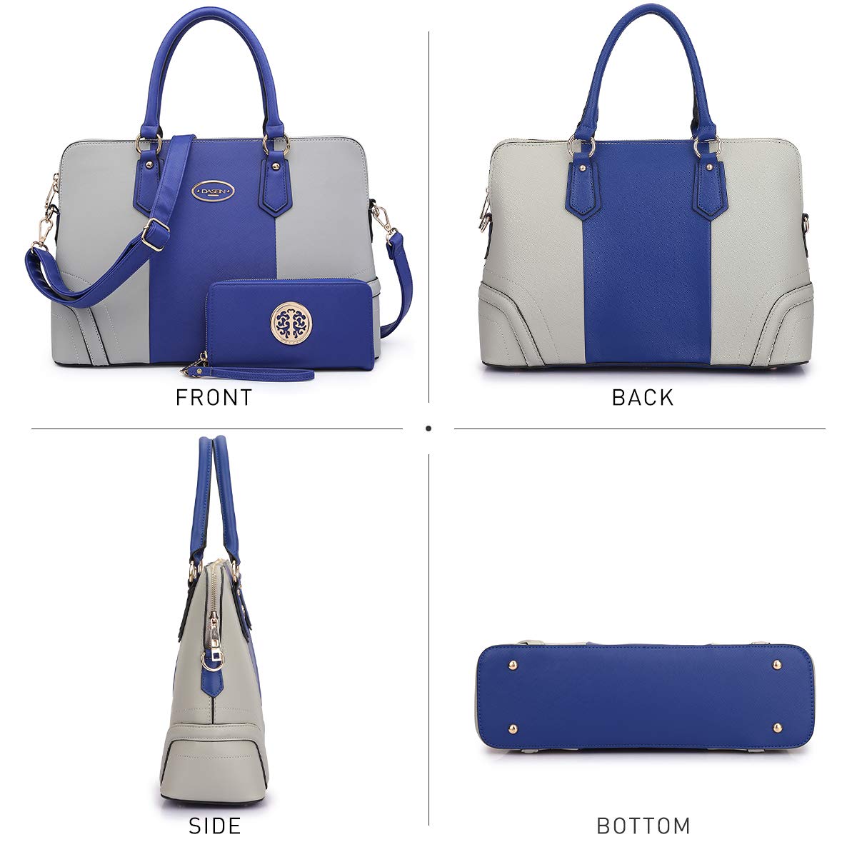 Dasein Women's Two-Tone Colorblock Tote Bag - Stylish Shoulder Handbag for Work, Travel & Everyday Use | Durable & Fashionable Women's Purse