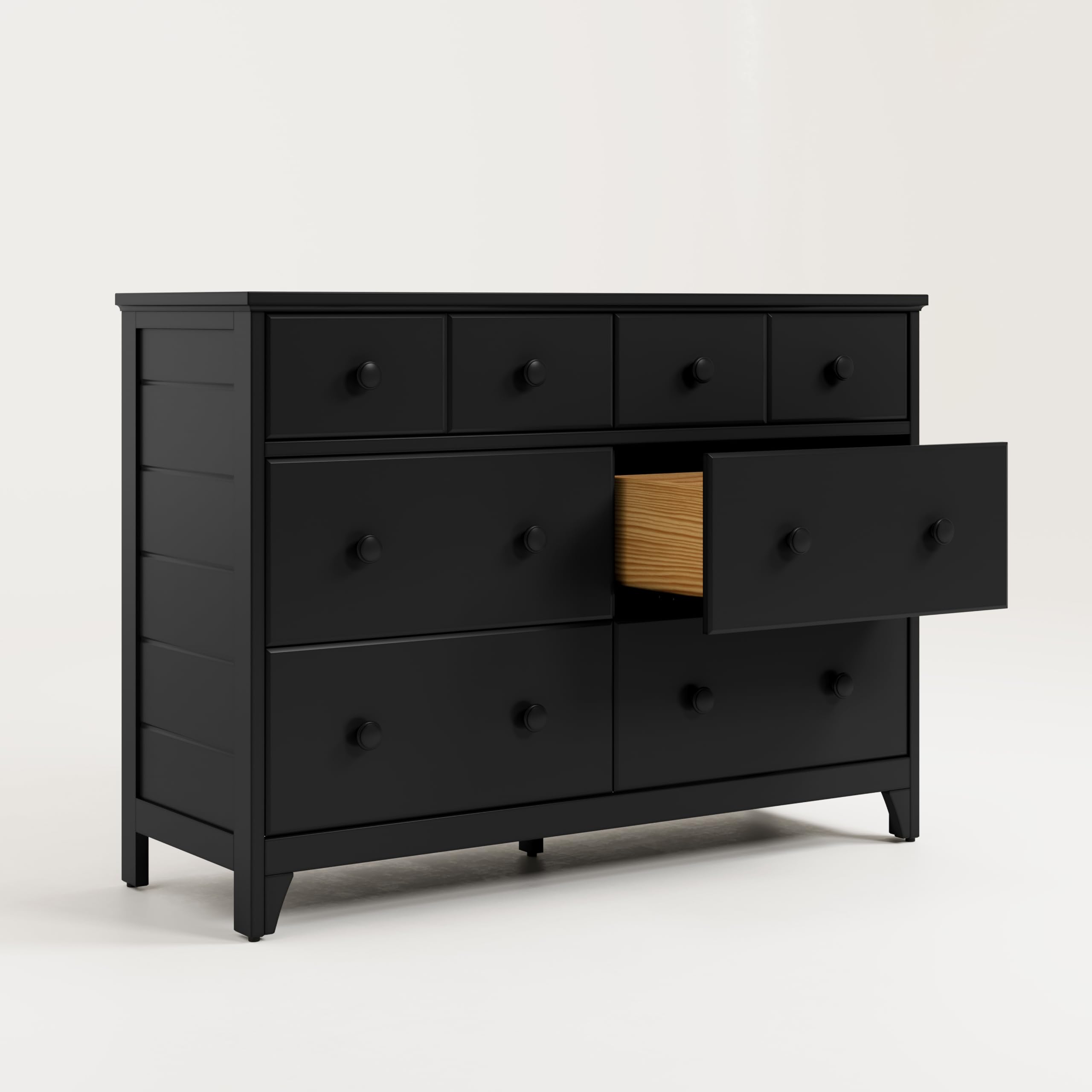 Storkcraft Moss 6-Drawer Double Dresser in Black - GREENGUARD Gold Certified Wooden Dresser for Nursery & Kids Room, 6-Drawer Storage Organizer, Chest of Drawers for Baby Clothes & Toys Organization
