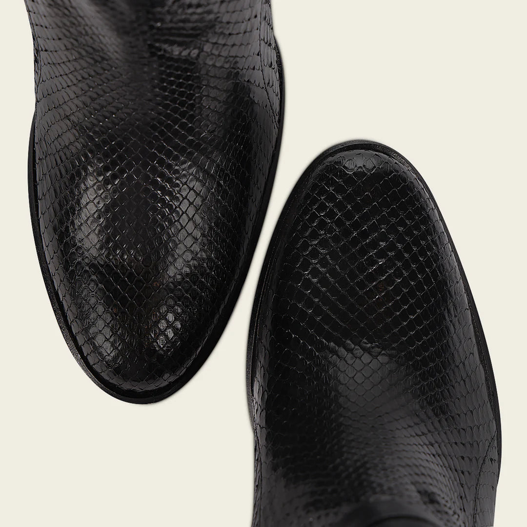 Franco Cuadra Women's Black Casual Fashion Python Skin Ankle Boots - 4G3PMTS - Perfect for Everyday Wear, Office & Night Out