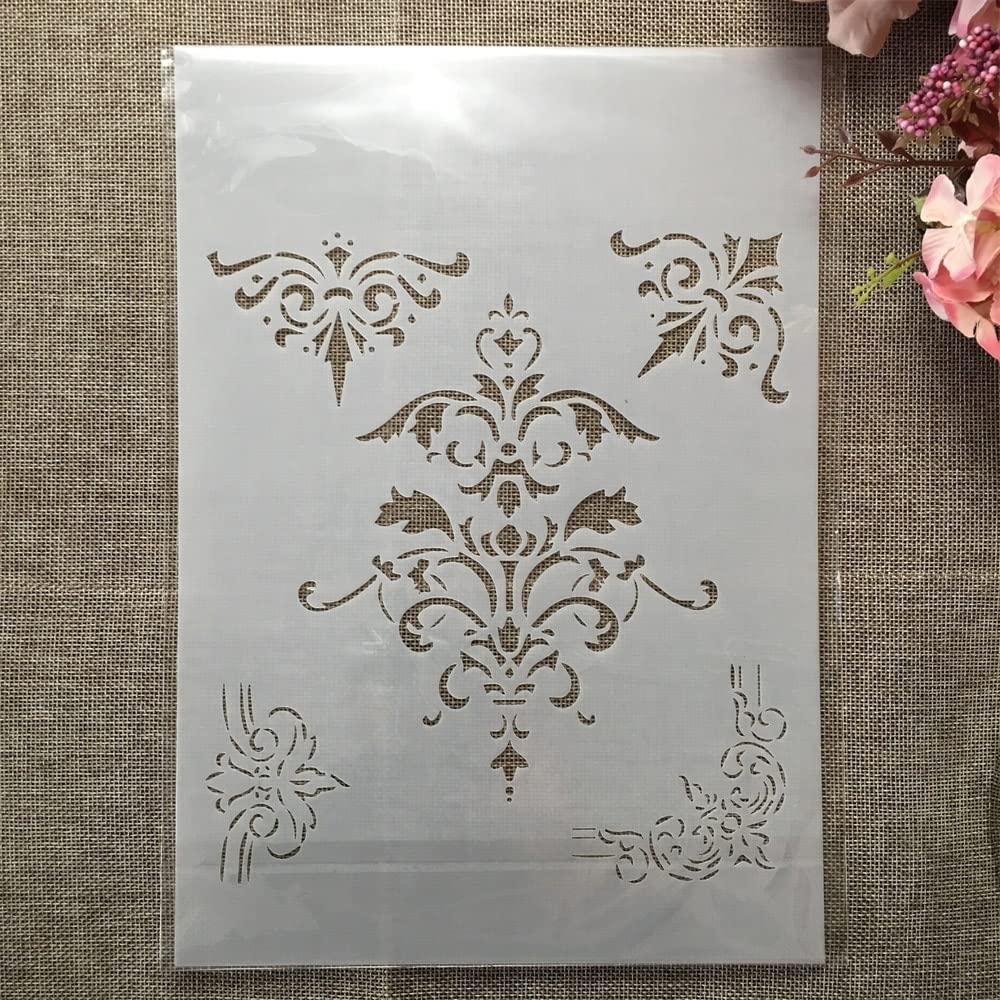 Reusable A4 29cm Flower Totem Border Stencils for DIY Painting - Scrapbooking, Furniture, Wall & Floor Decoration - Perfect for Home Decor, Crafts, and Art Projects