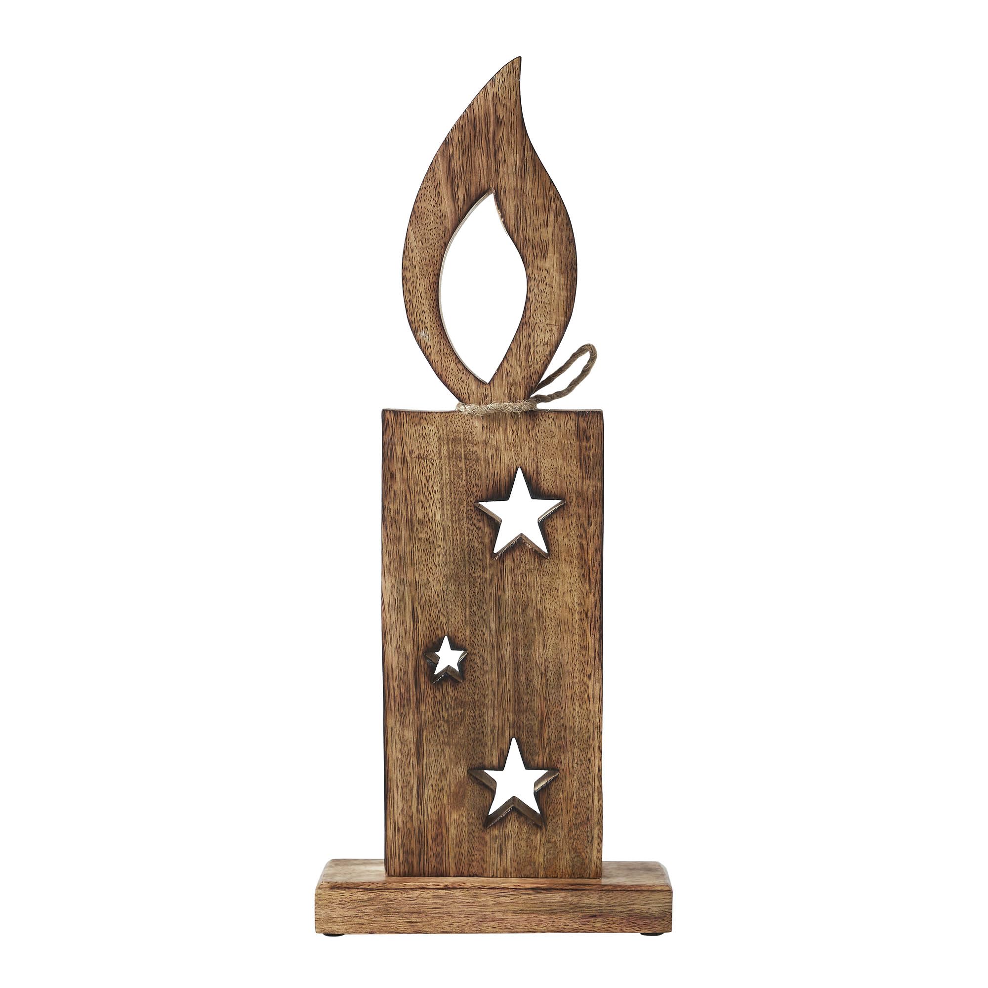 VHC Brands White Flame Natural Scented Candle with Stars & Wooden Figurine - 17x7x2 Inches - Perfect for Home Decor, Romantic Gifts & Relaxation