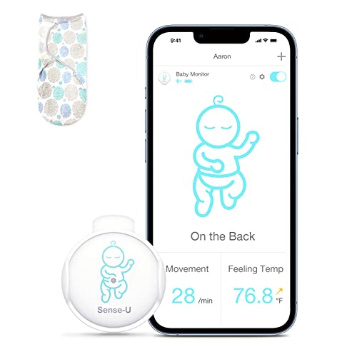 Sense-U Smart Baby Monitor with Breathing & Rollover Detection - Soft & Breathable Baby Swaddle Wrap for Newborns - Perfect for Nursery, Travel & Peace of Mind