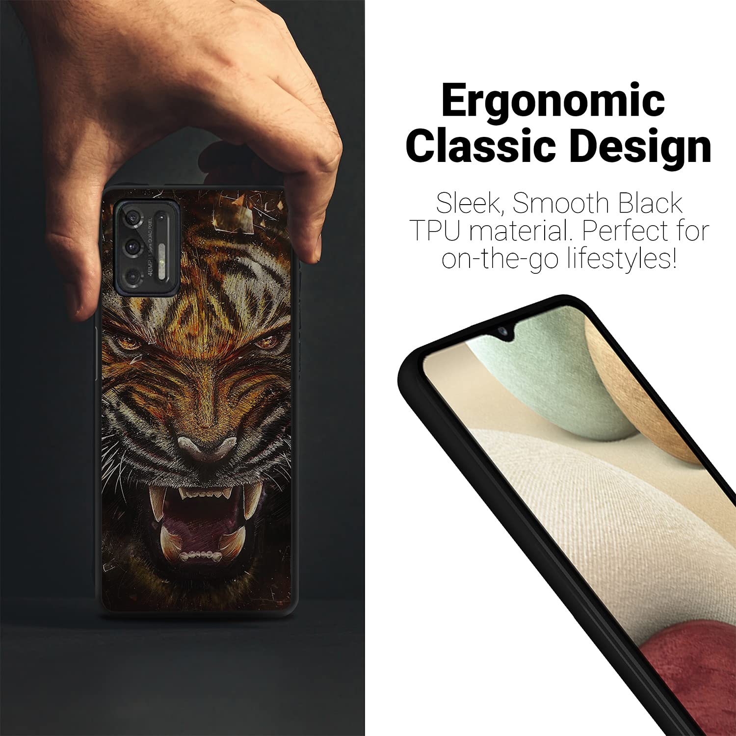 Premium TPU Case for Motorola Moto G Stylus 2021 - Slim Flexible Protective Cover with Gel Flex Technology (Fierce Tiger Design) - Perfect for Daily Use, Work & Travel Protection