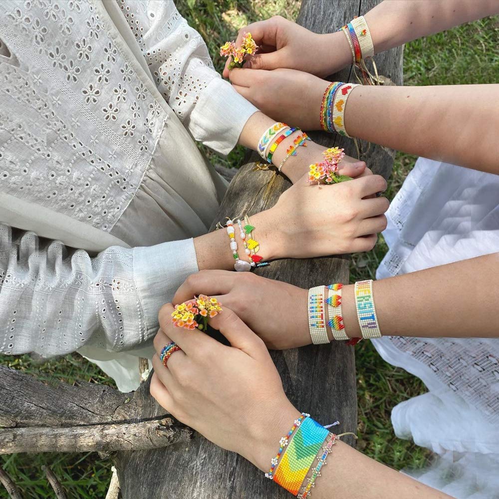 KELITCH Colorful Hand-Braided Boho Friendship Bracelets for Women - Adjustable Wrap Bangles for Everyday Wear, Gifts, and Festival Accessories