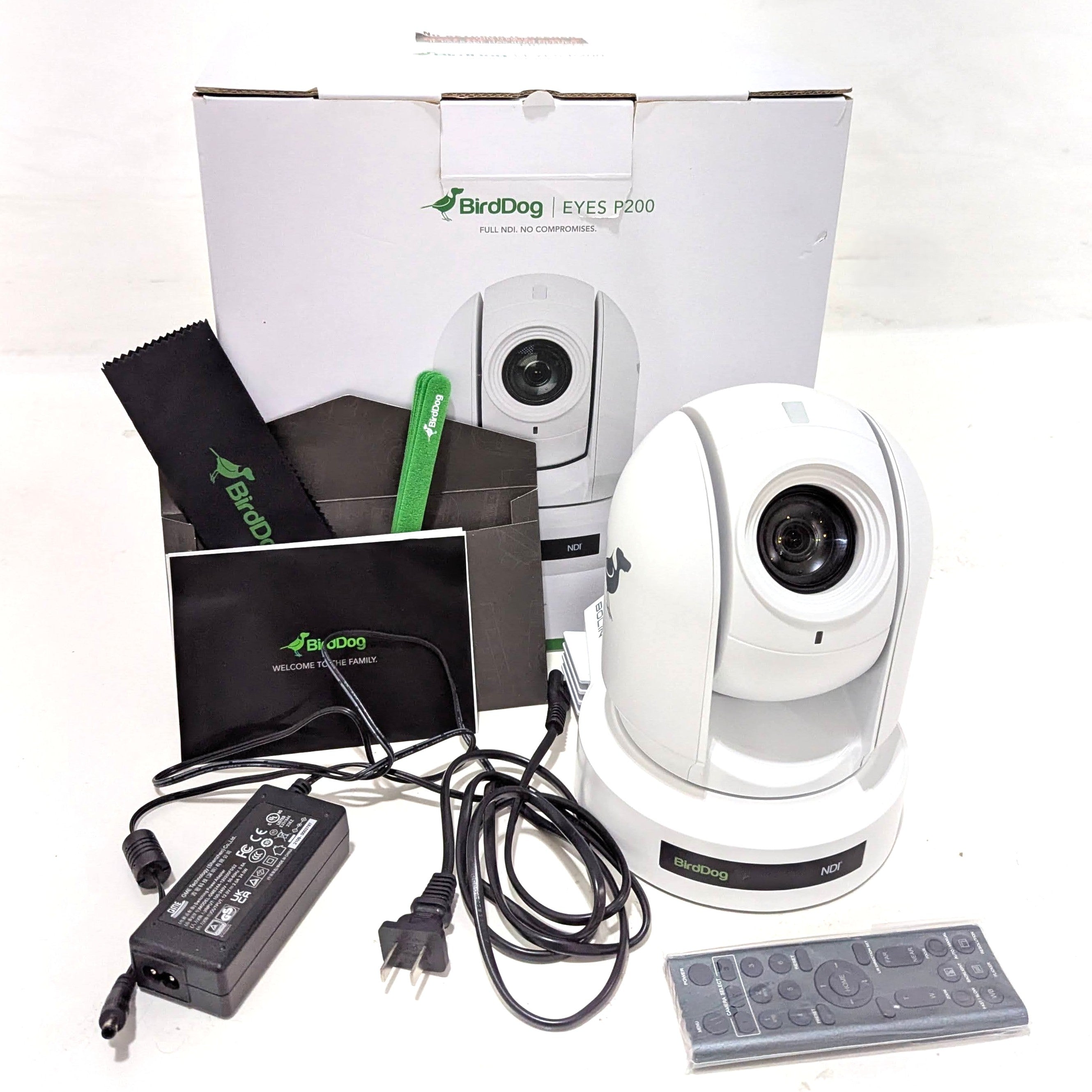BirdDog Eyes P200 1080p Full NDI PTZ Camera (White) with PTZ Keyboard - Professional Live Streaming & Video Conference Solution for Churches, Schools and Events
