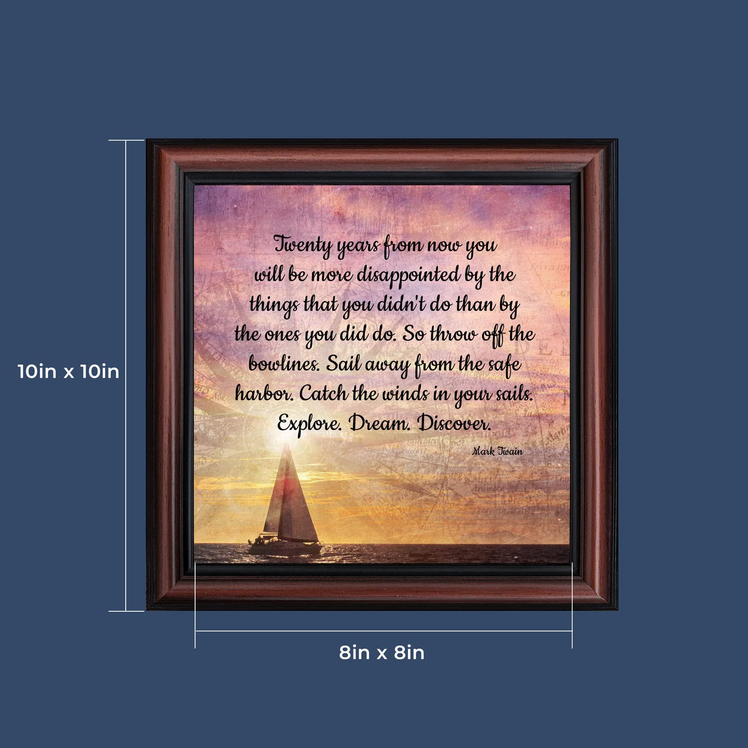 Crossroads Home Décor Discover - Inspirational Mark Twain Quotes Wall Art for Office & Home, Motivational Wall Décor (8685W) - Perfect for Living Room, Study & Workspace
