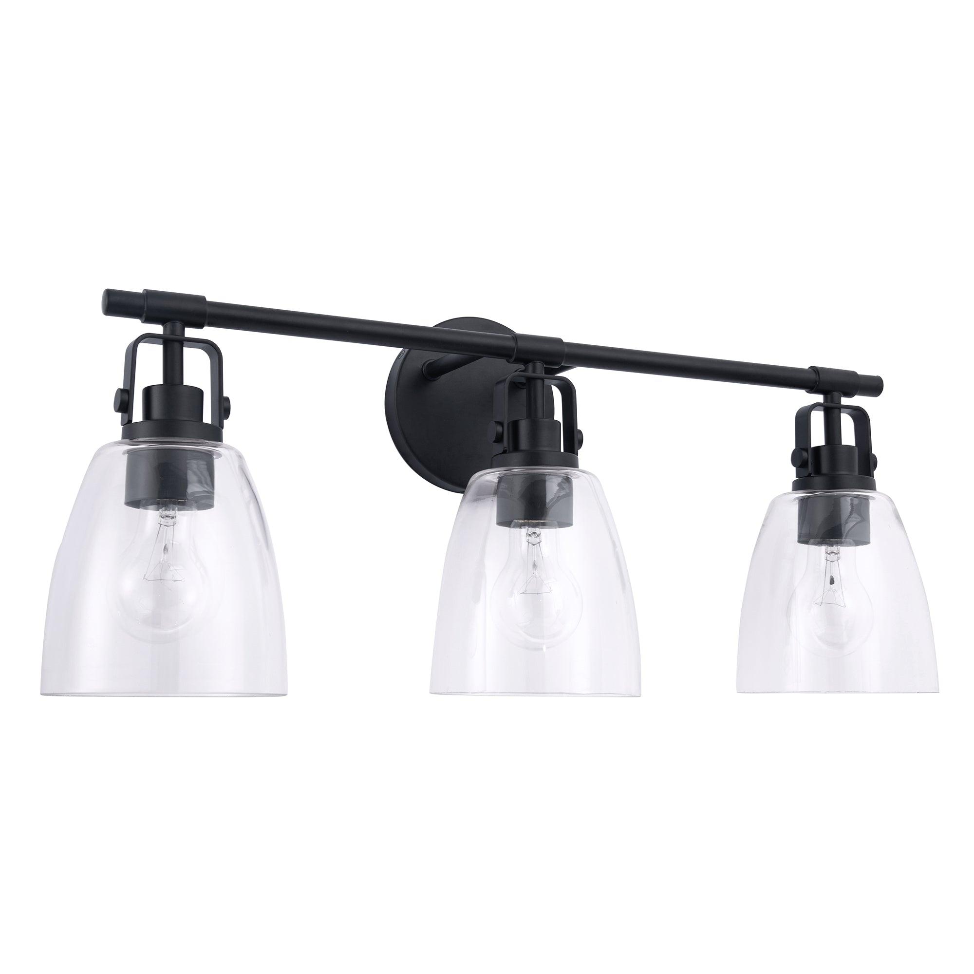 Modern Farmhouse 3-Light Bathroom Vanity Light - Brushed Nickel Finish, Adjustable Height - Perfect for Bathroom, Powder Room & Dressing Area Makeovers