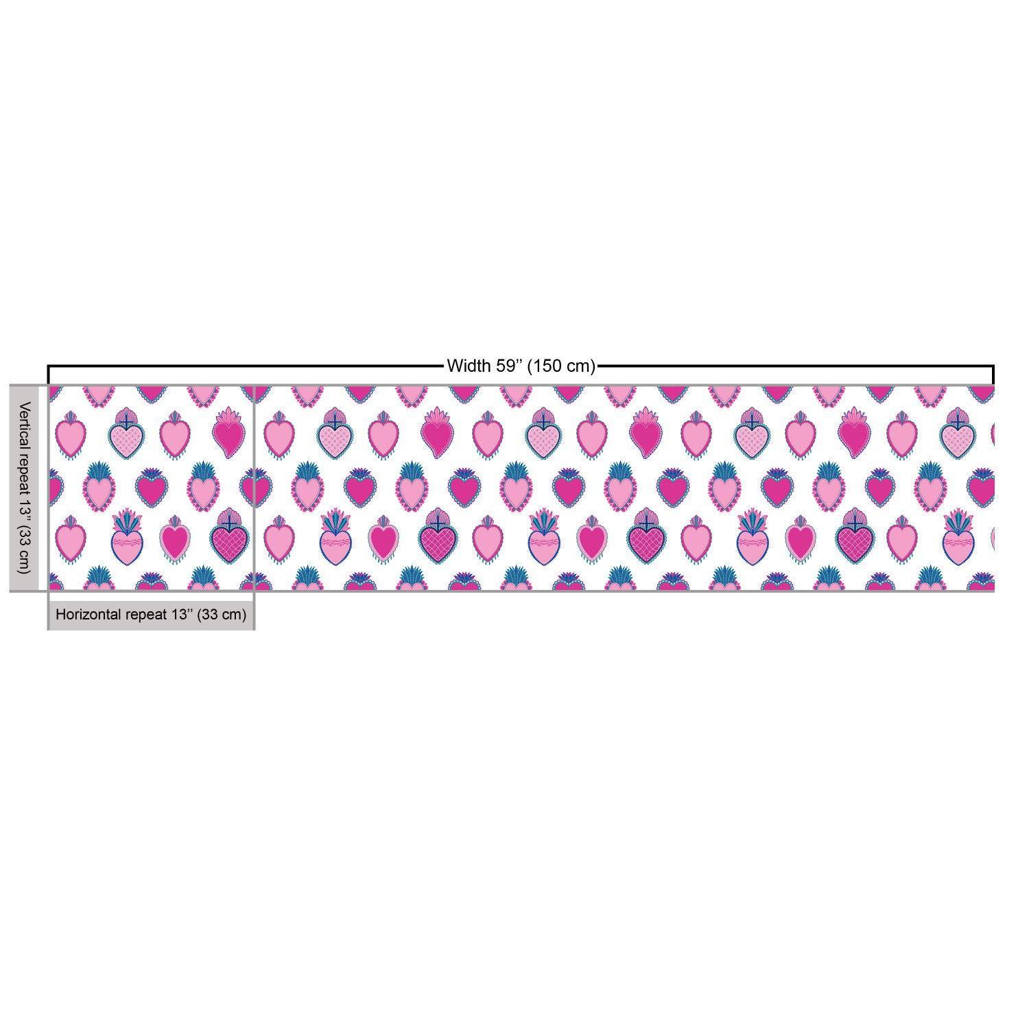 Ambesonne Romantic Floral Fabric by The Yard - Flowering Hearts with Flourishing Leaves and Blooms, Love & Romance Theme Upholstery Material (10 Yards, Petrol Blue Magenta) for Sofa, Curtains, Pillows & Home Decor